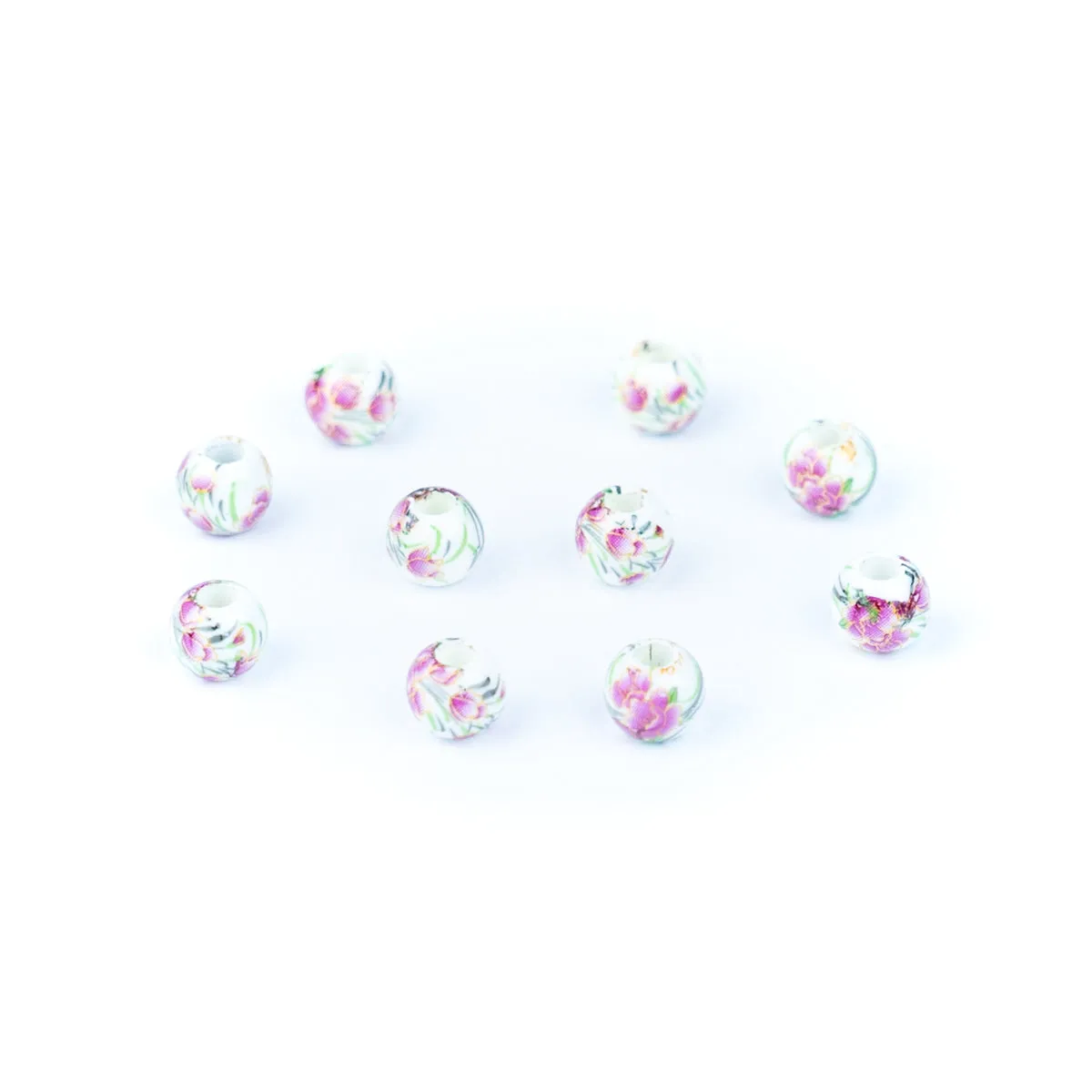 10pcs about 3mm round leather printed ceramic beads jewelry supplies jewelry finding D-5-3-200