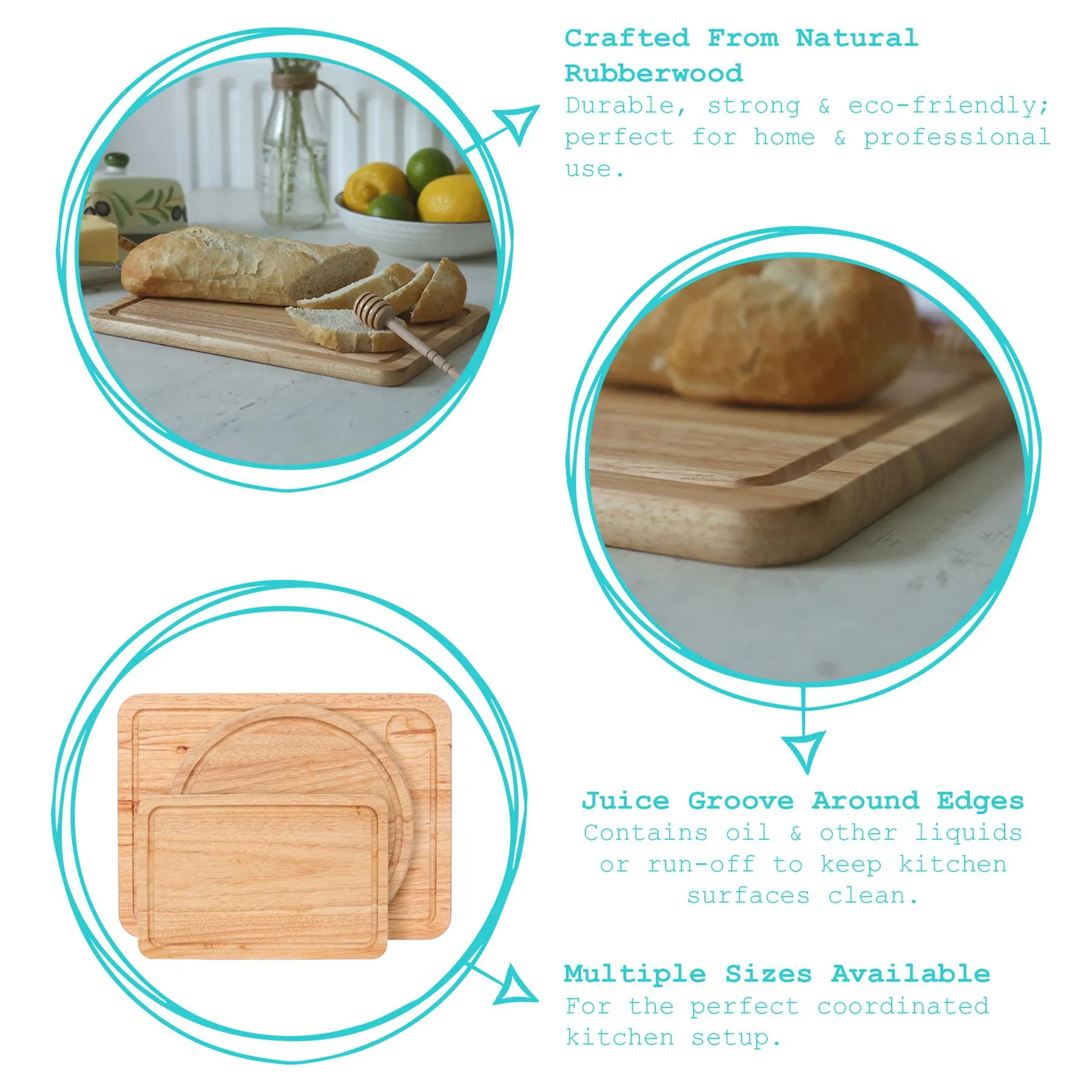 30cm x 20cm Rectangular Wooden Chopping Board - By Argon Tableware