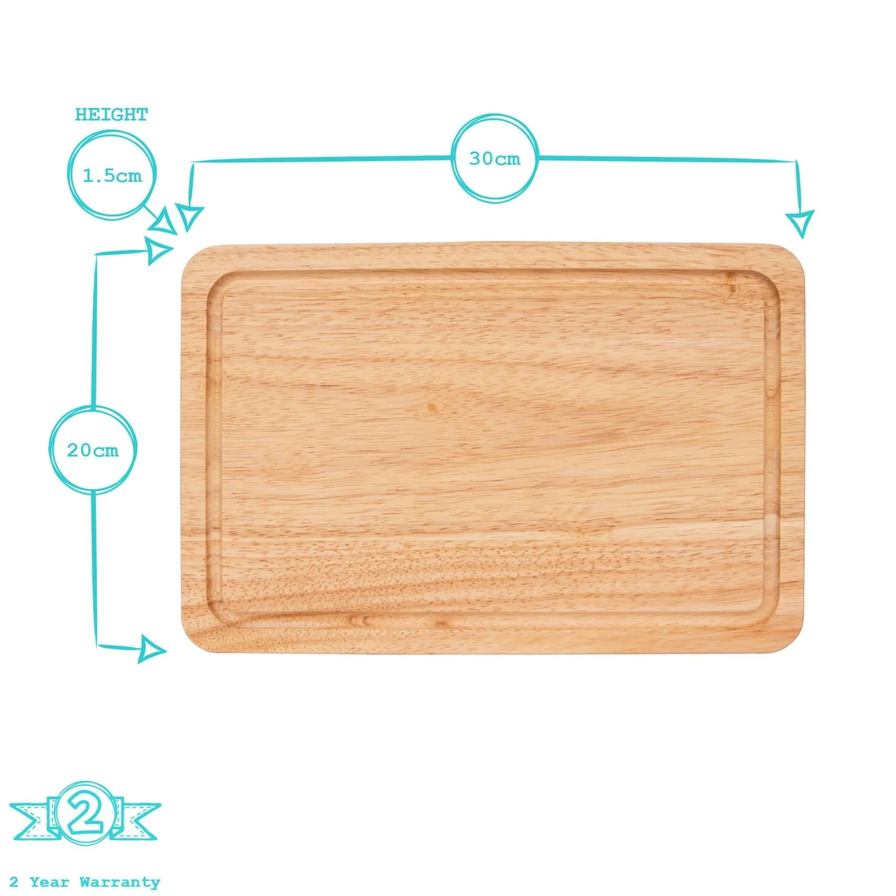 30cm x 20cm Rectangular Wooden Chopping Board - By Argon Tableware