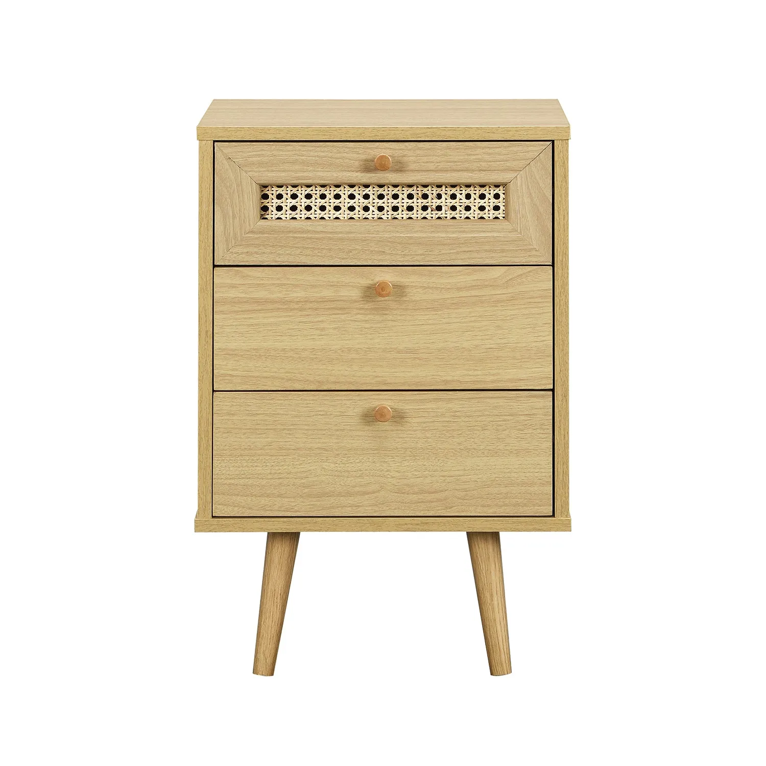 Anya Woven Rattan 3-Drawer Bedside Table in Natural Colour