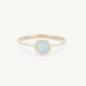 aquamarine mini mood ring - 10k yellow gold, aquamarine