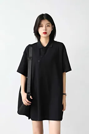 Asymmetric Button Mini Polo Dress