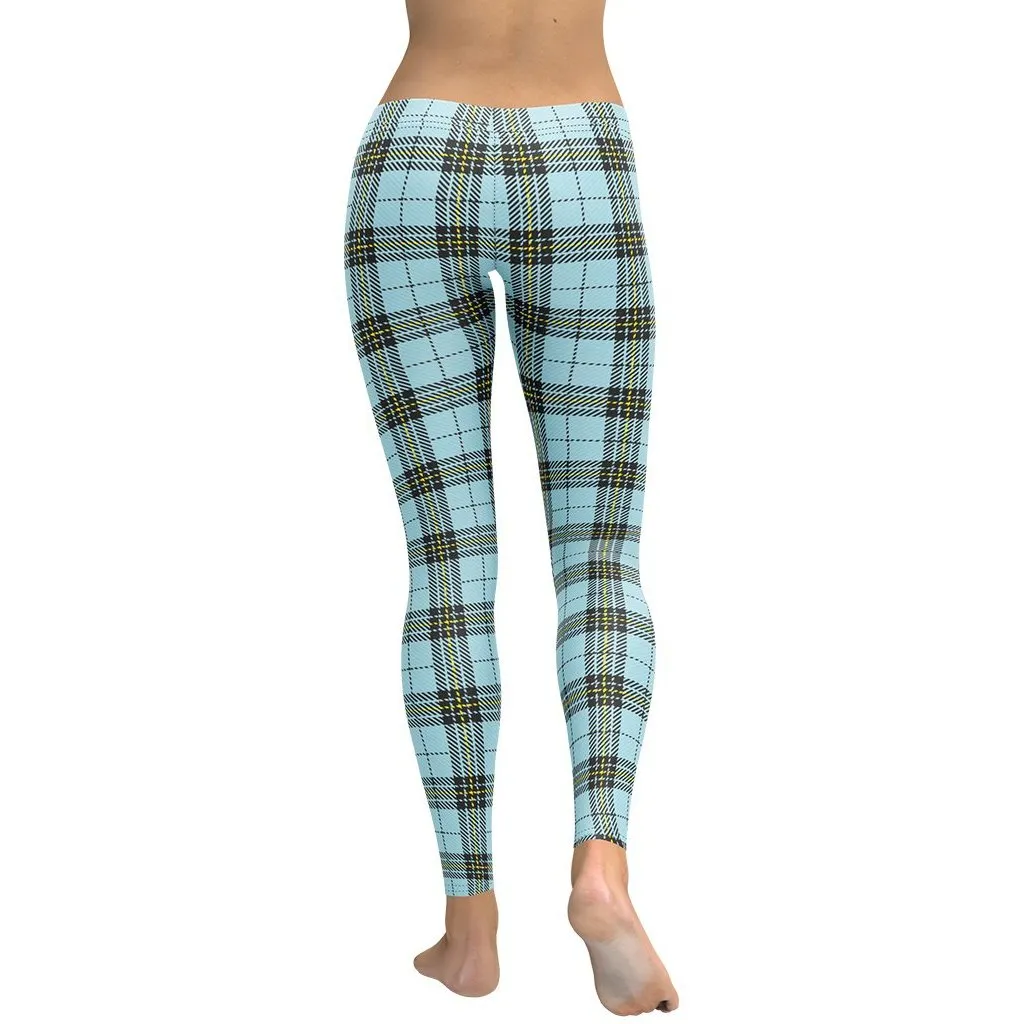 Blue Plaid Print Leggings