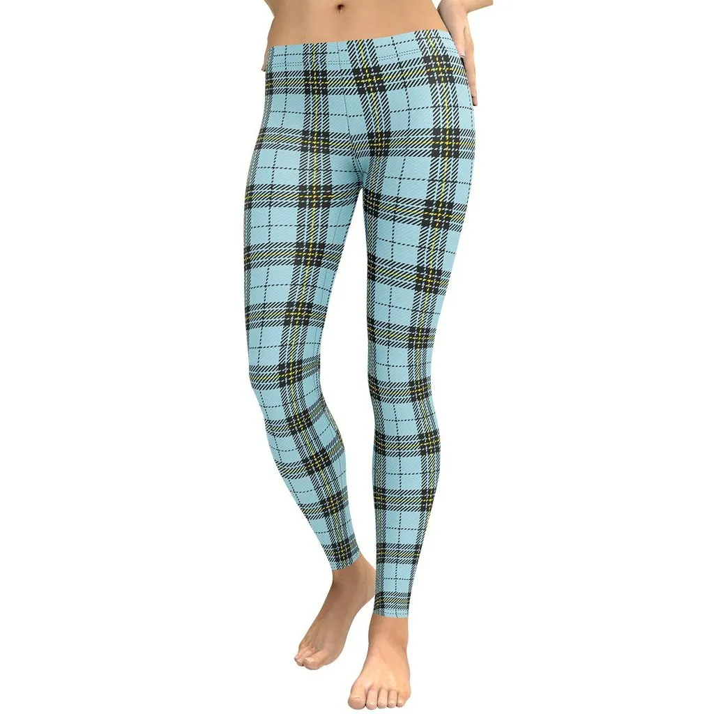 Blue Plaid Print Leggings