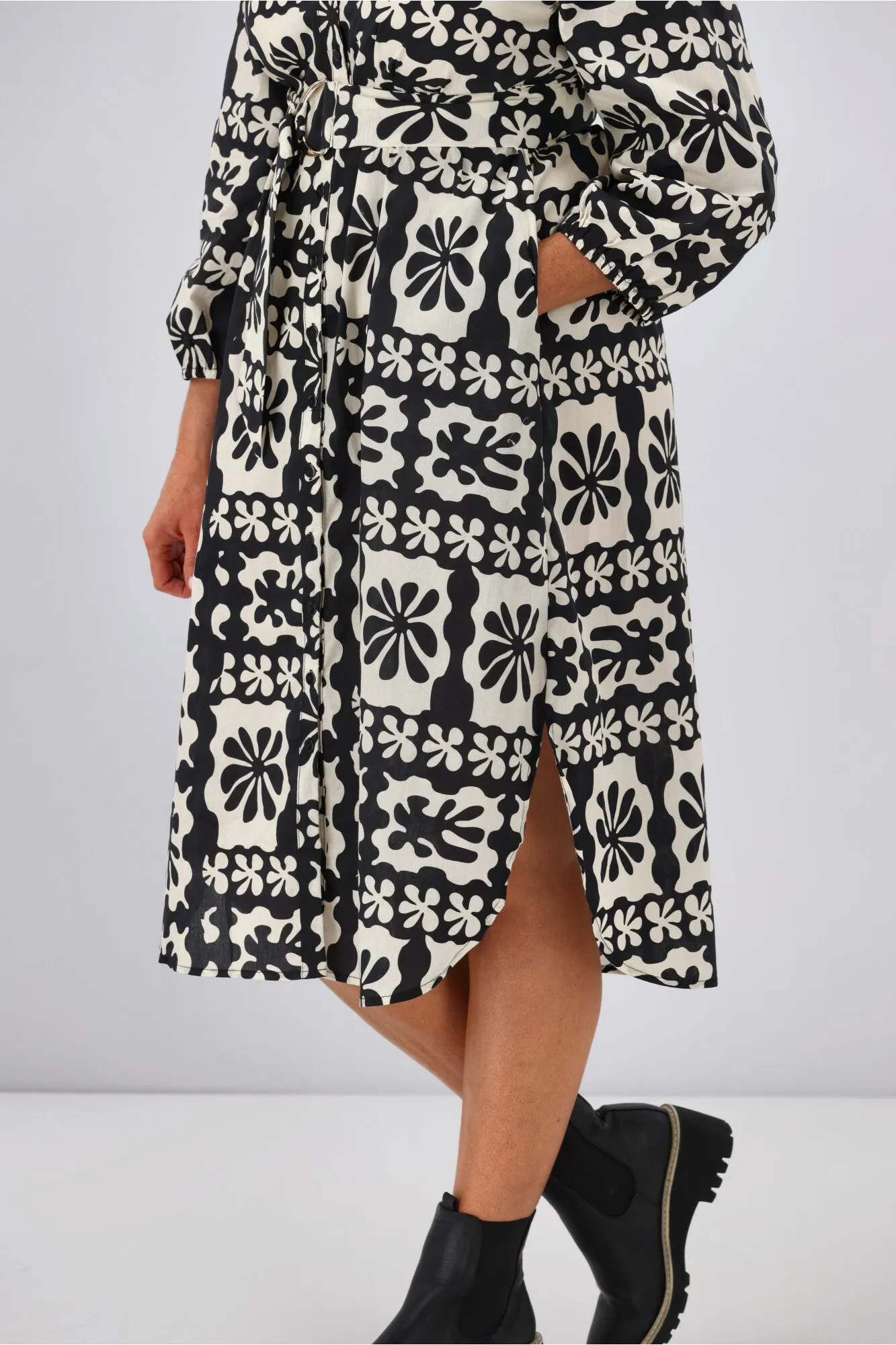 Boho Australia Atkins Midi Dress Beige Black