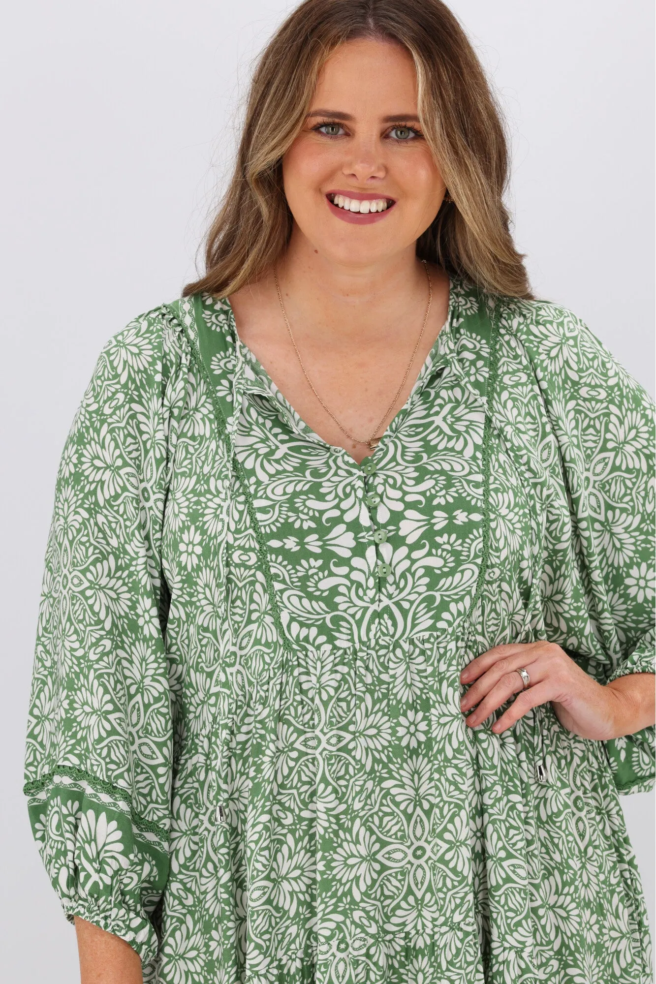 Boho Australia Winifred Dress Green Floral