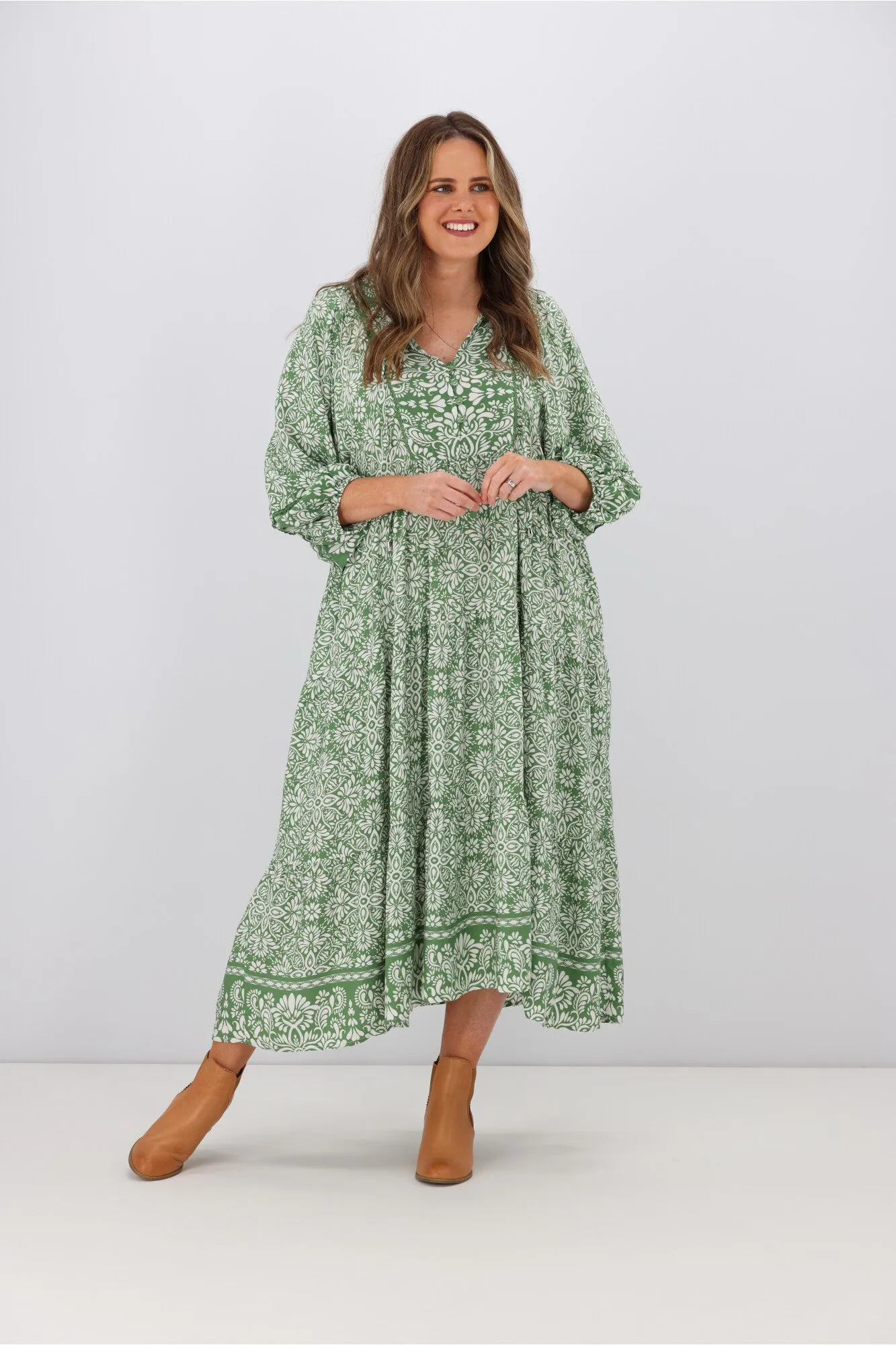 Boho Australia Winifred Dress Green Floral