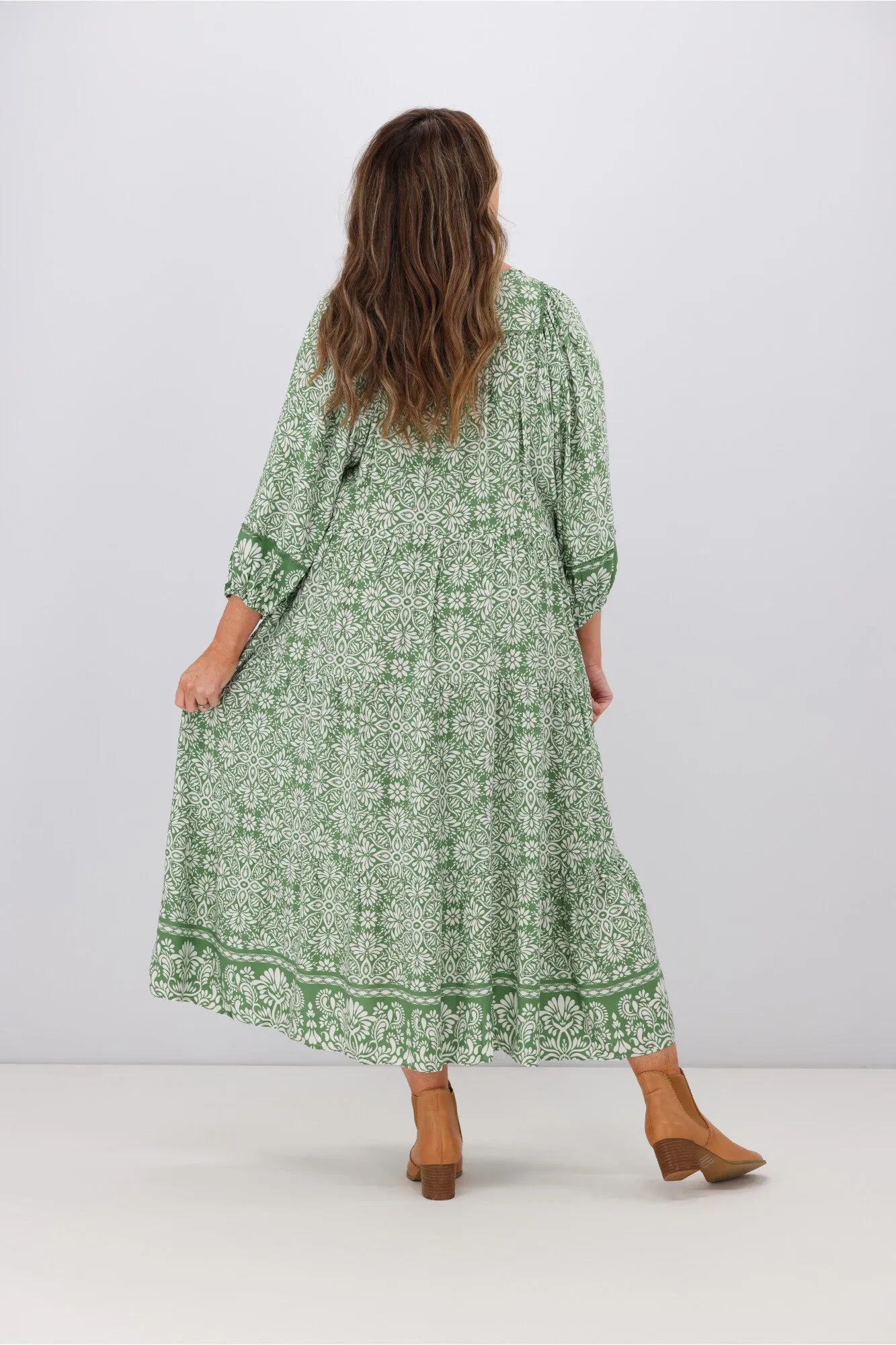 Boho Australia Winifred Dress Green Floral