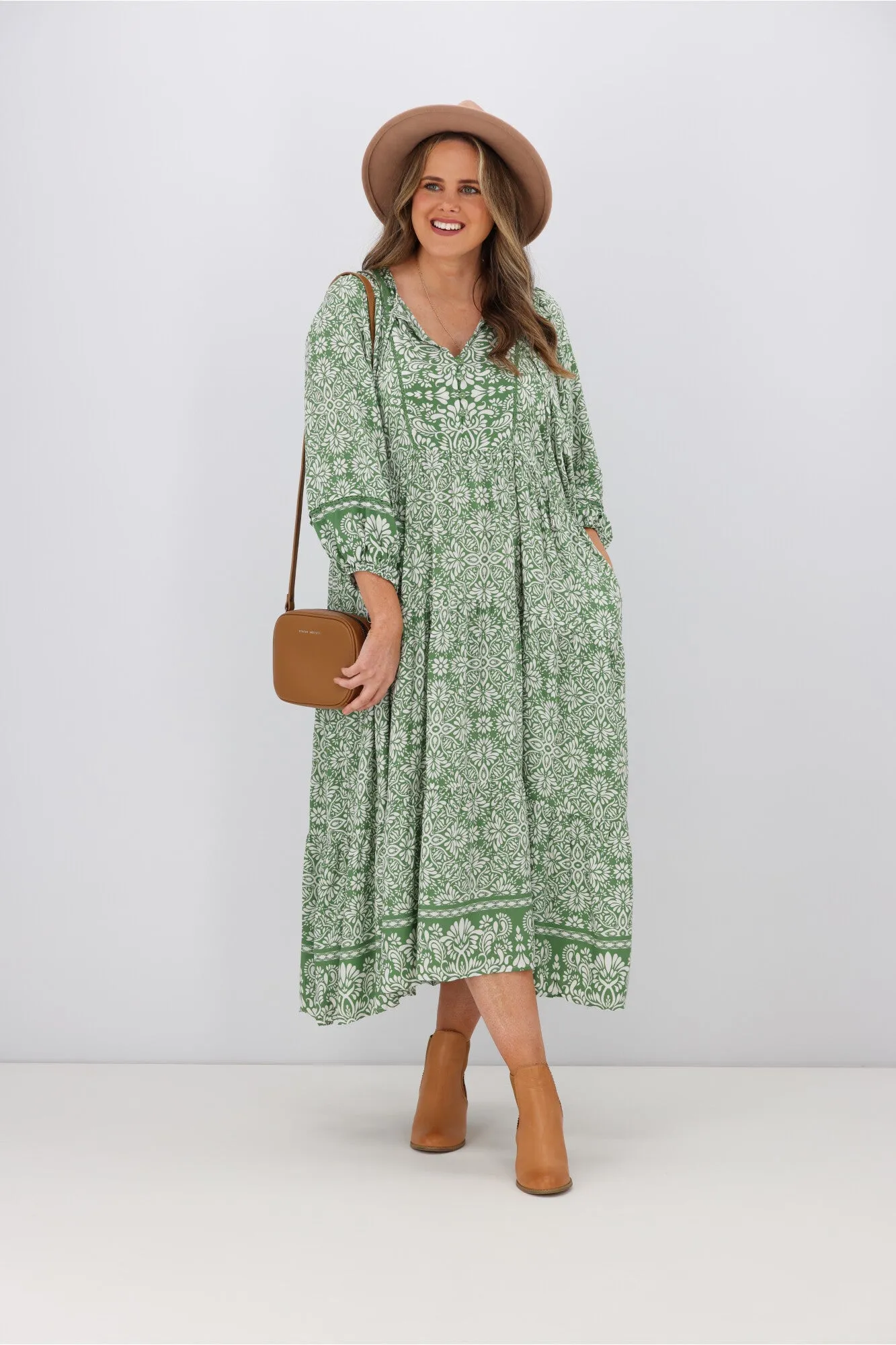 Boho Australia Winifred Dress Green Floral