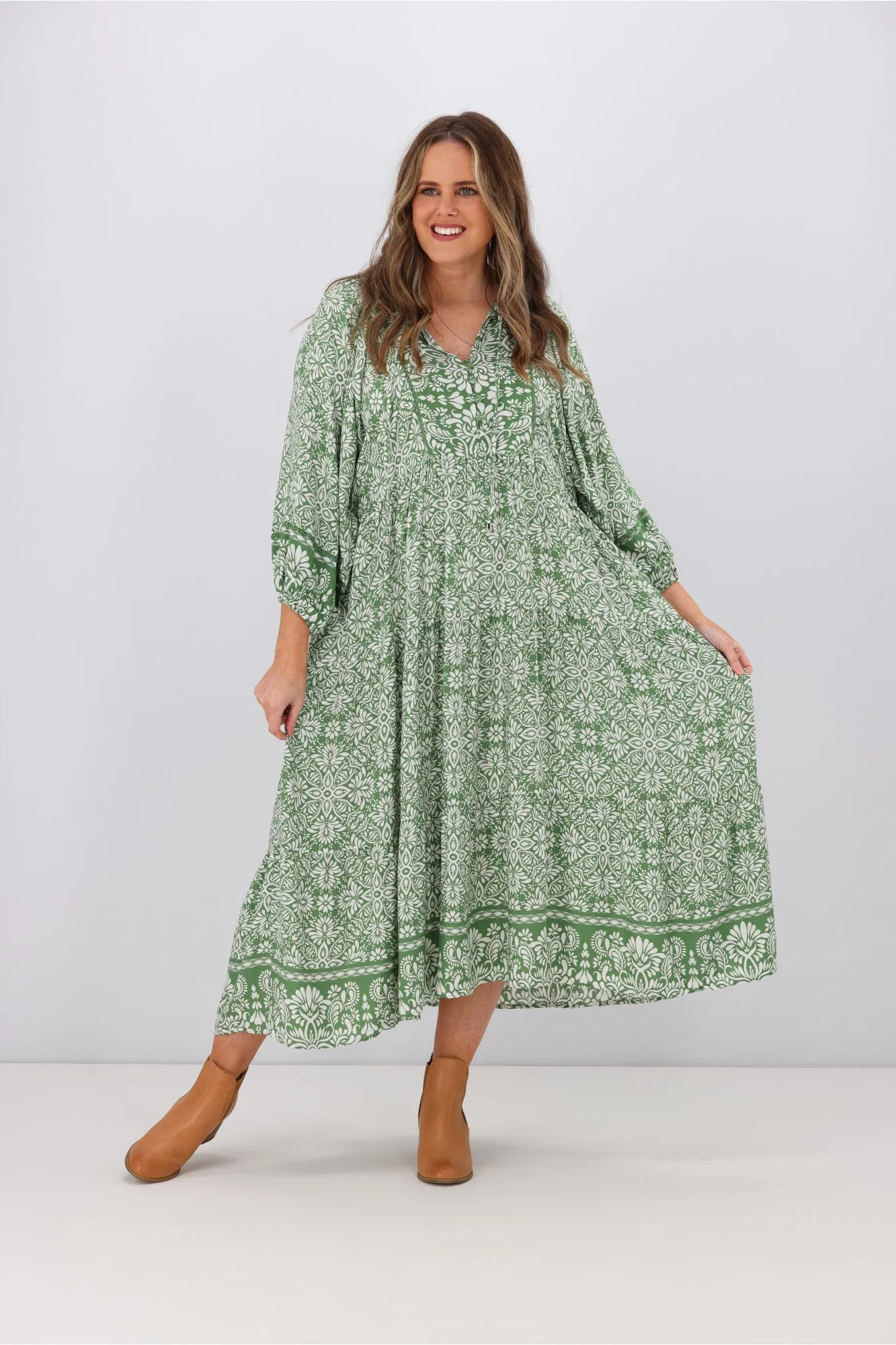 Boho Australia Winifred Dress Green Floral