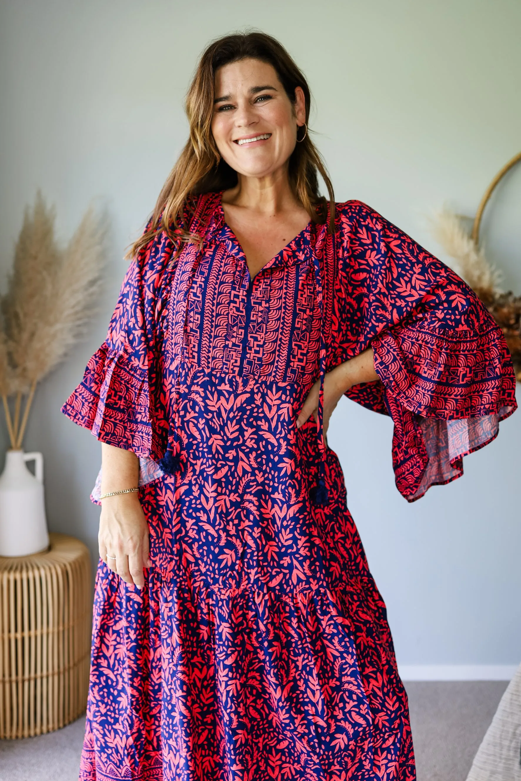 Boho Australia Zane Maxi Dress Navy Red