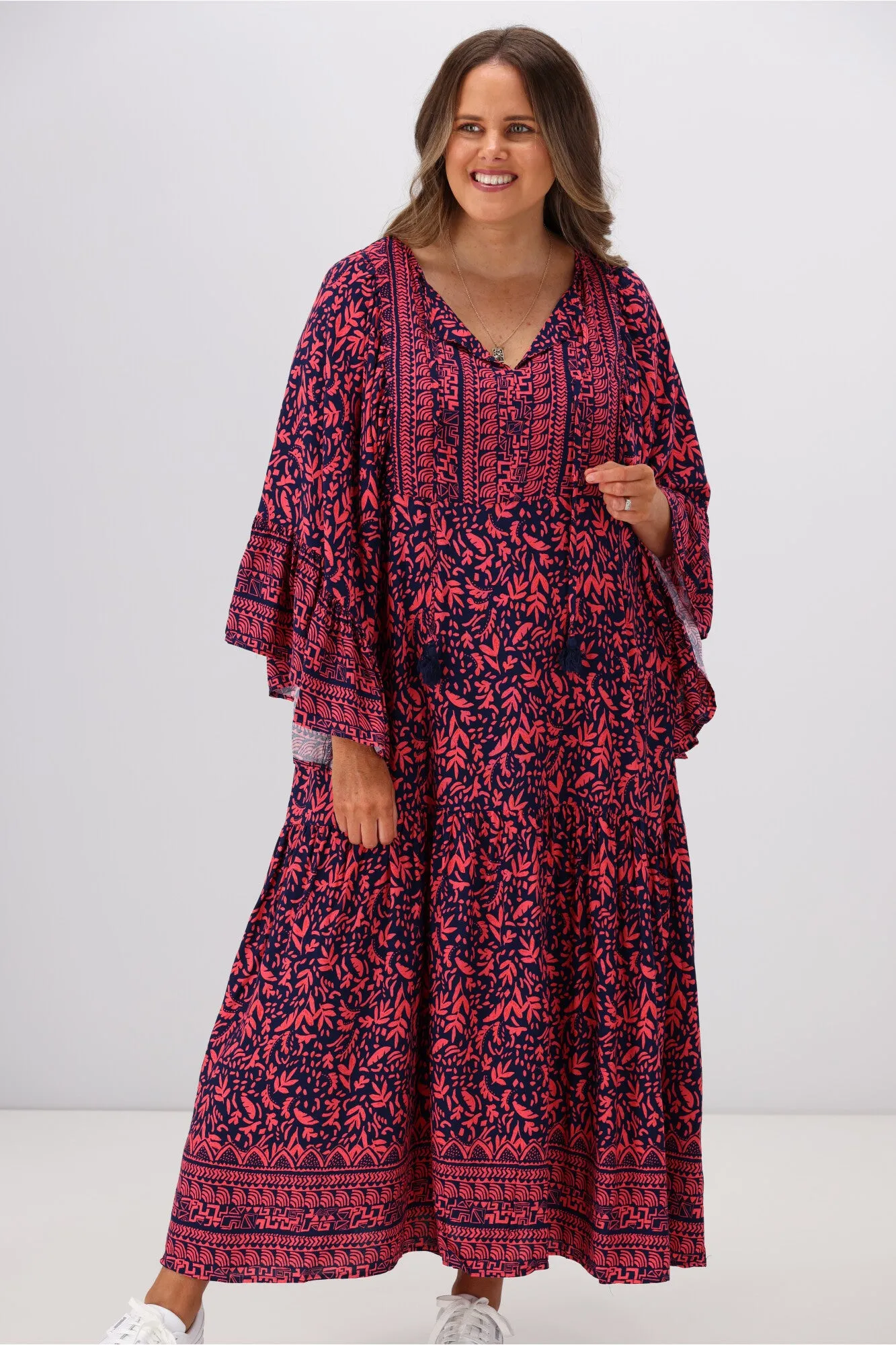 Boho Australia Zane Maxi Dress Navy Red