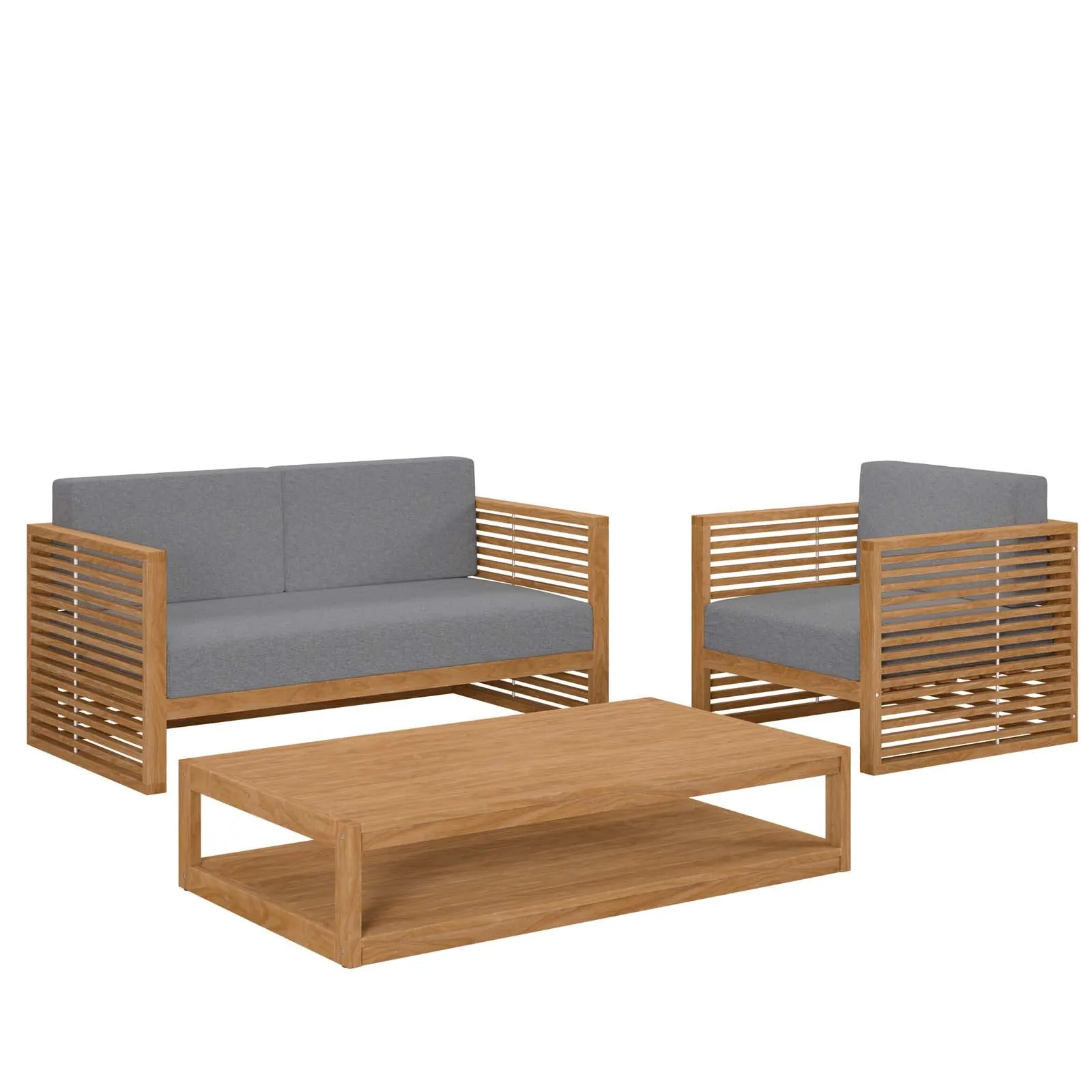 Carlsbad 3-Piece Teak Wood Outdoor Patio Outdoor Patio Set by Modway