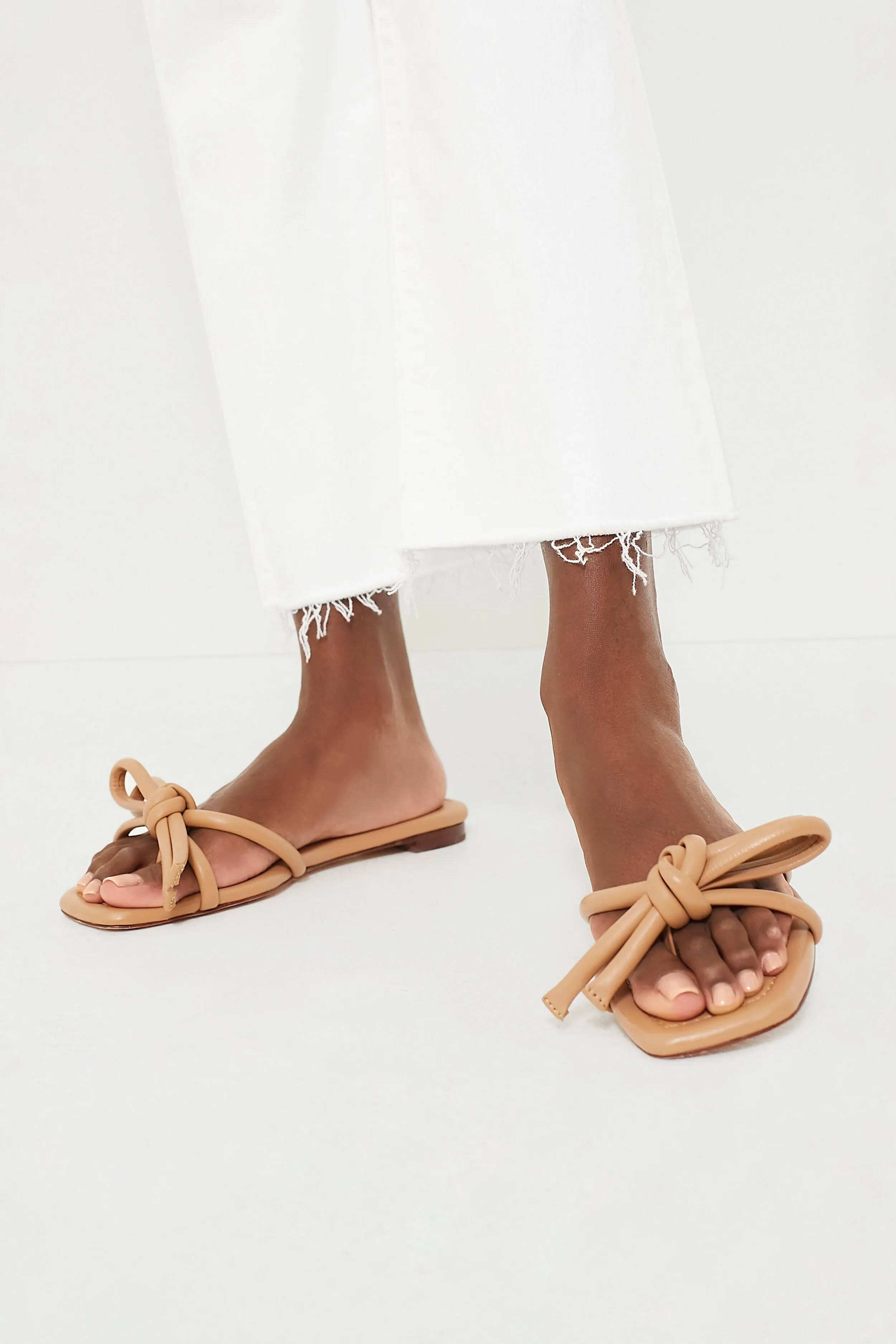 Dune Nappa Hadley Leather Bow Flat Sandal