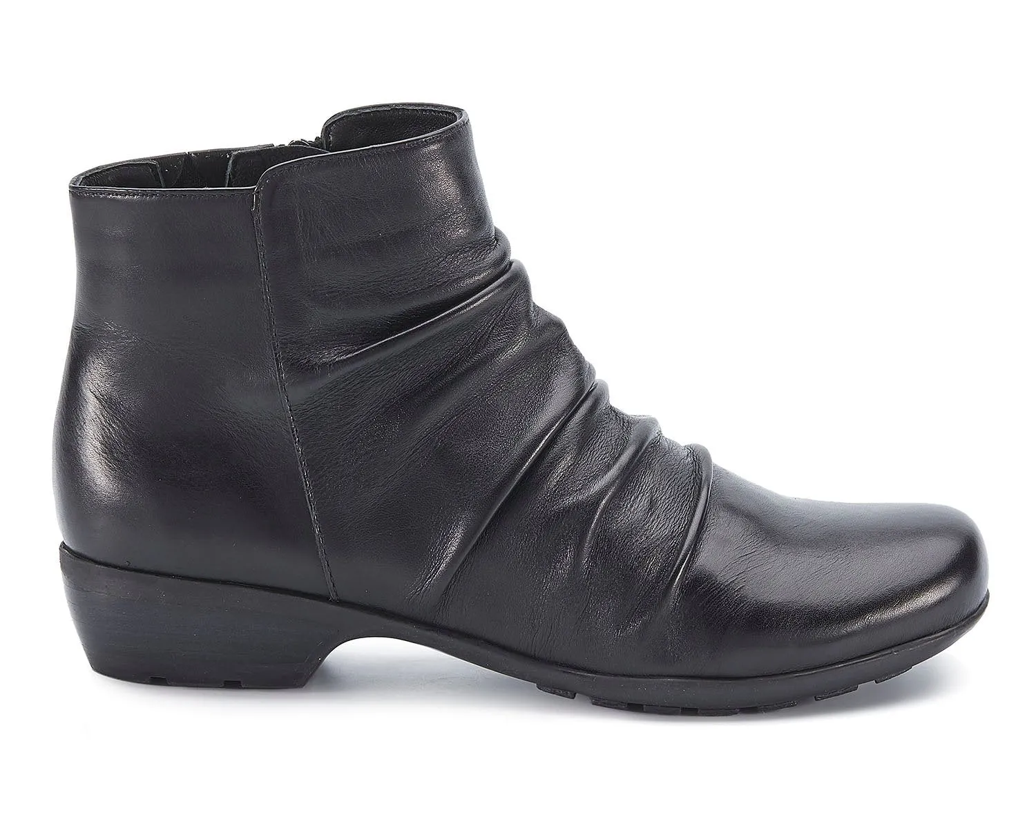 Esme Black Leather Ankle Boots