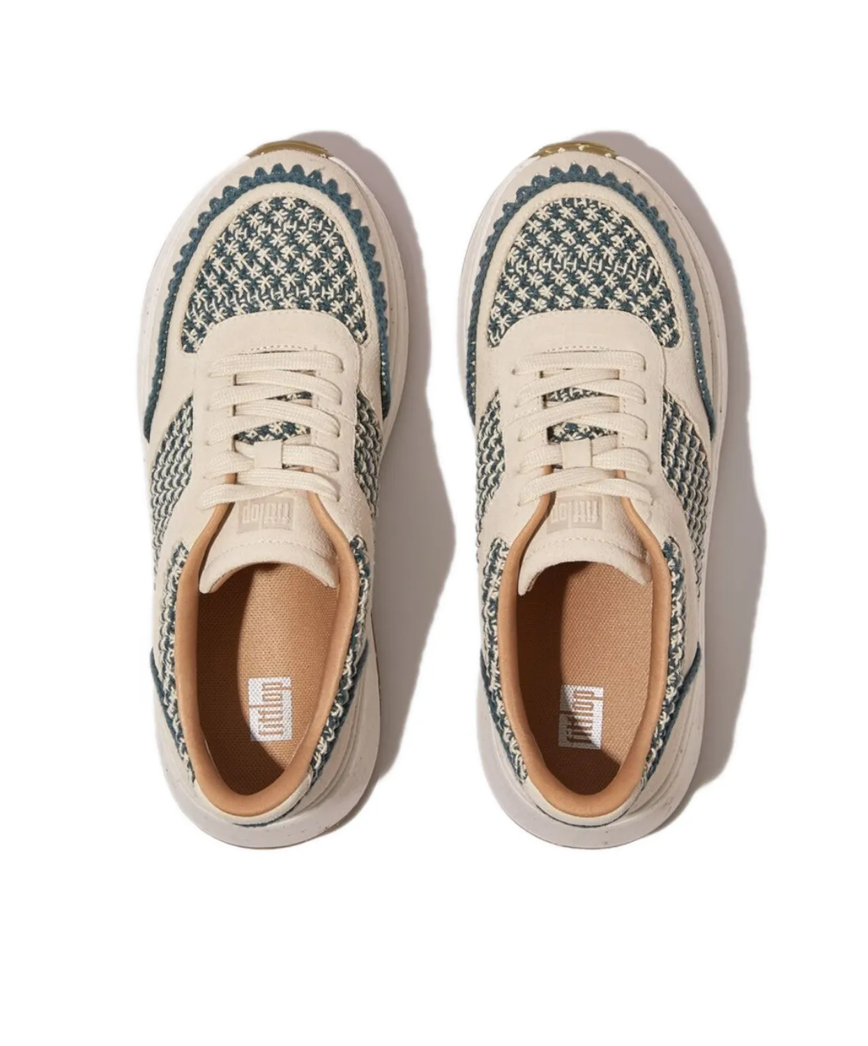 FitFlop F-mode e-1 Crochet/Suede Flatform Sneakers Blue