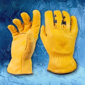 Fleece-Lined Water Resistant Leather Cowhide Driver Gloves - D373