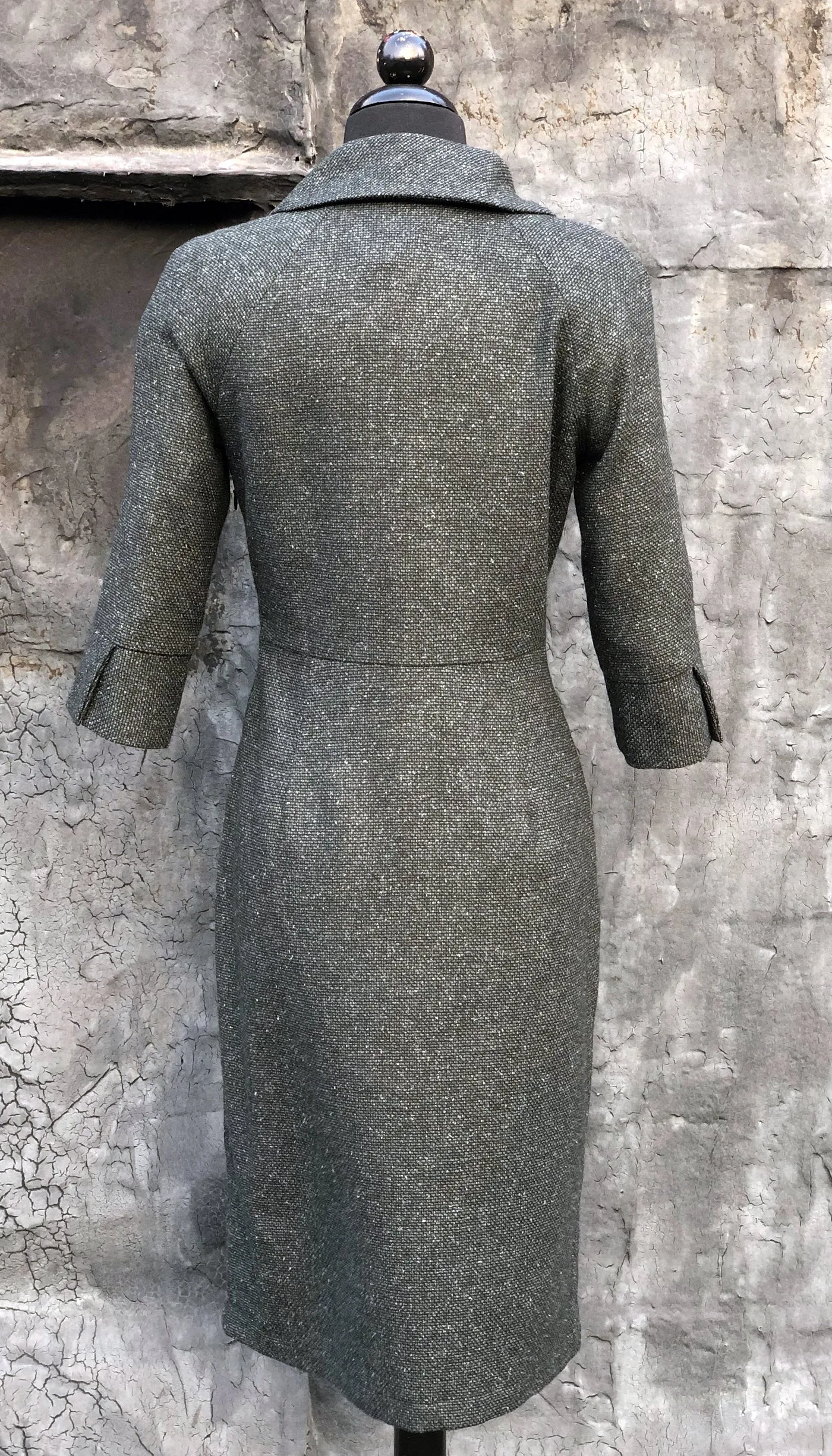 Jackie O Dress  /  Green/Blk Tweed