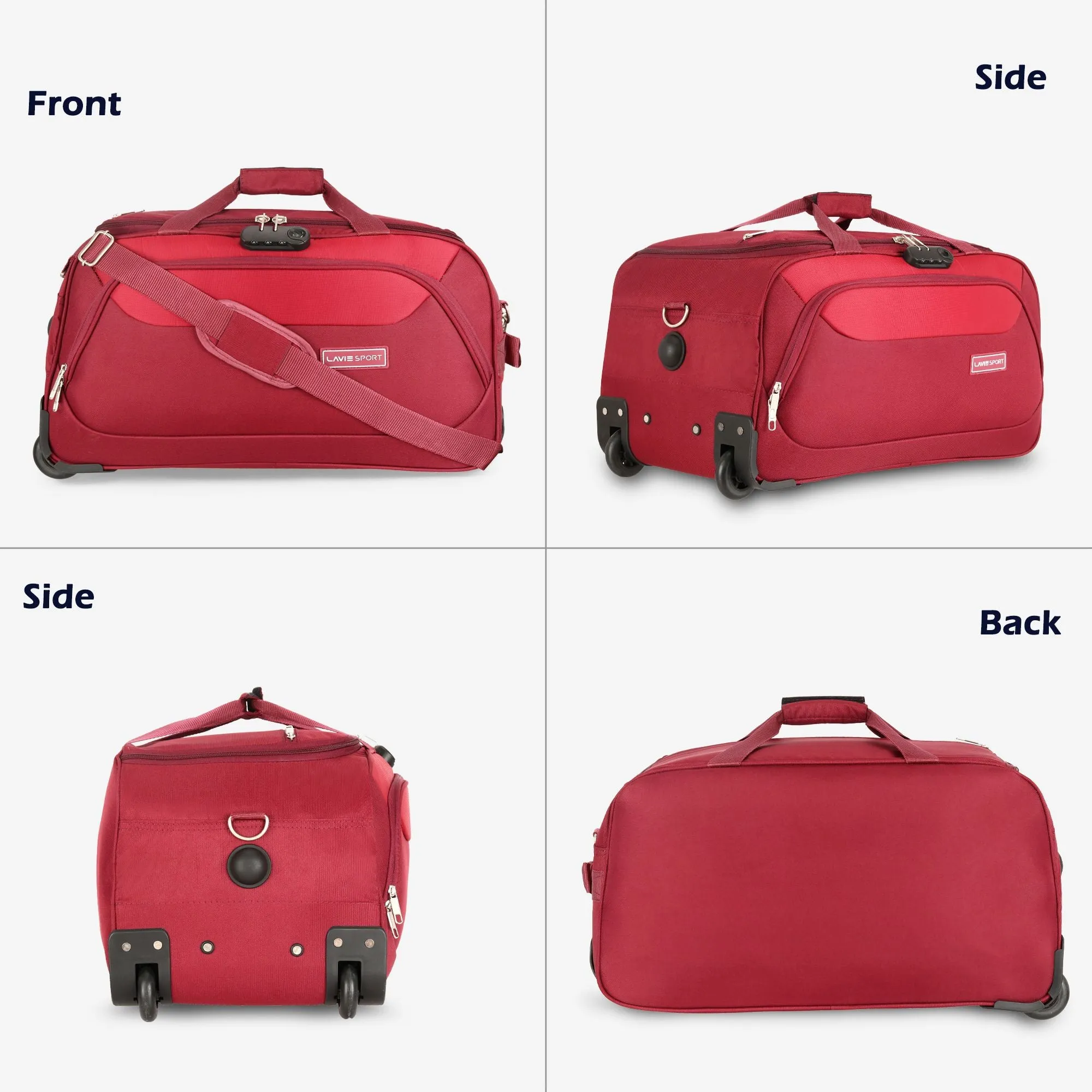 Lavie Sport 65 cms Anti-theft Sage Wheel Duffle Bag | Maroon