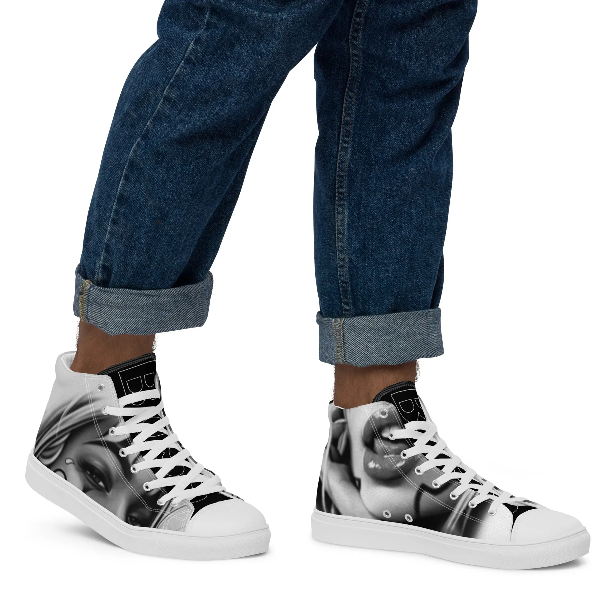 Men’s high top canvas shoes super soft inside feel straight luxurious