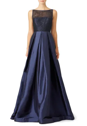 Navy Francesca Embellished Flare Gown