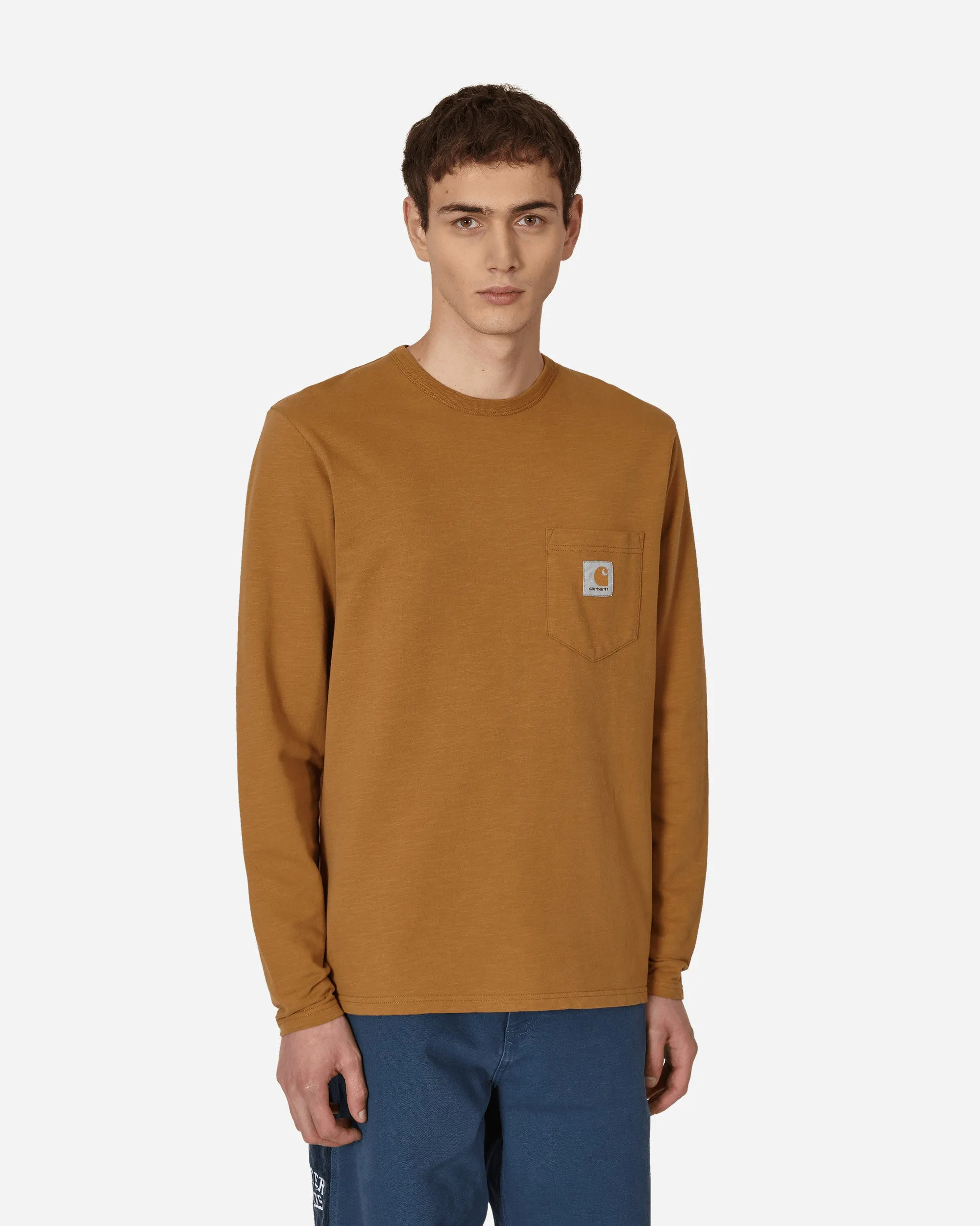 Quartersnacks Slub Yarn Pocket Longsleeve T-Shirt Brown