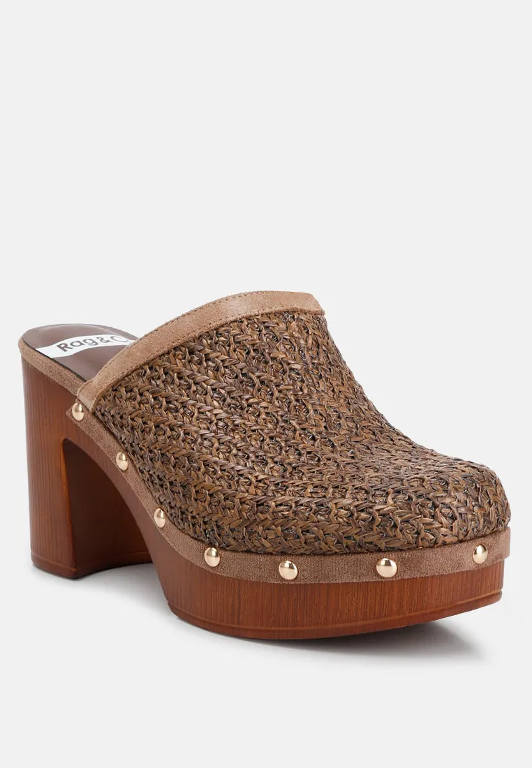 Raffia Platform Clogs By Ruw