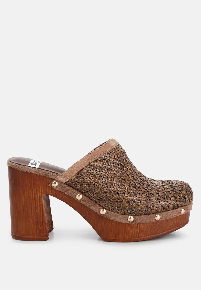 Raffia Platform Clogs By Ruw