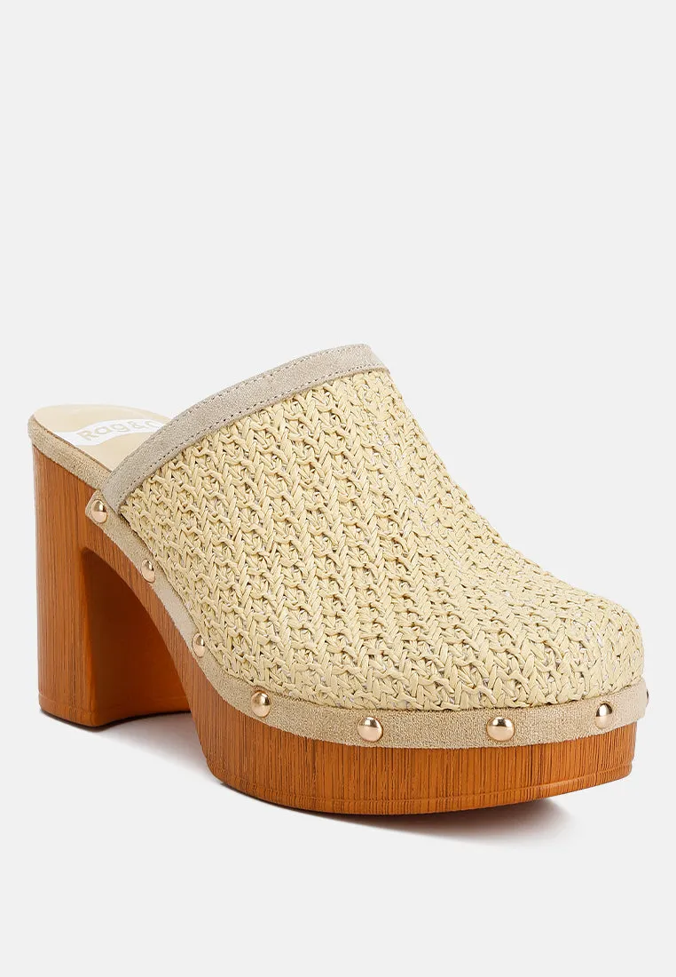 Raffia Platform Clogs By Ruw