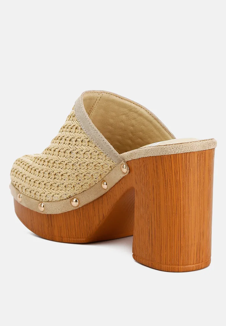 Raffia Platform Clogs By Ruw