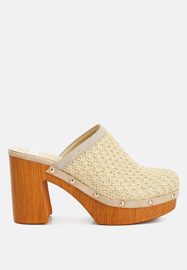 Raffia Platform Clogs By Ruw