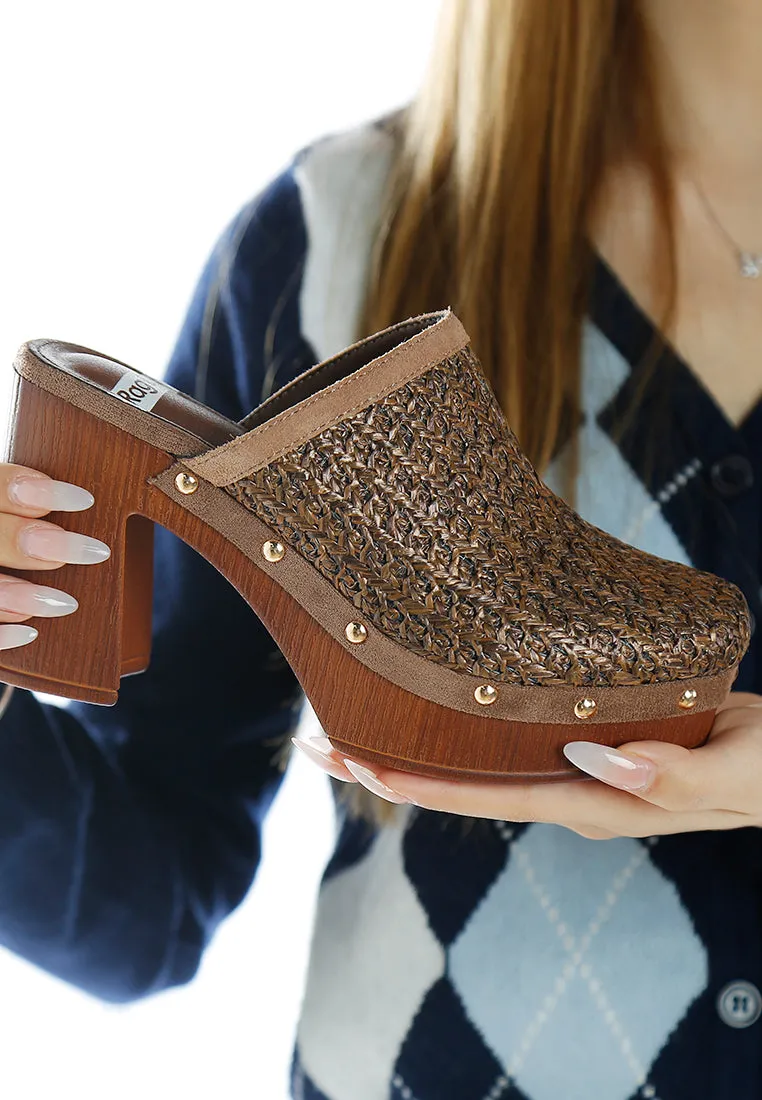 Raffia Platform Clogs By Ruw