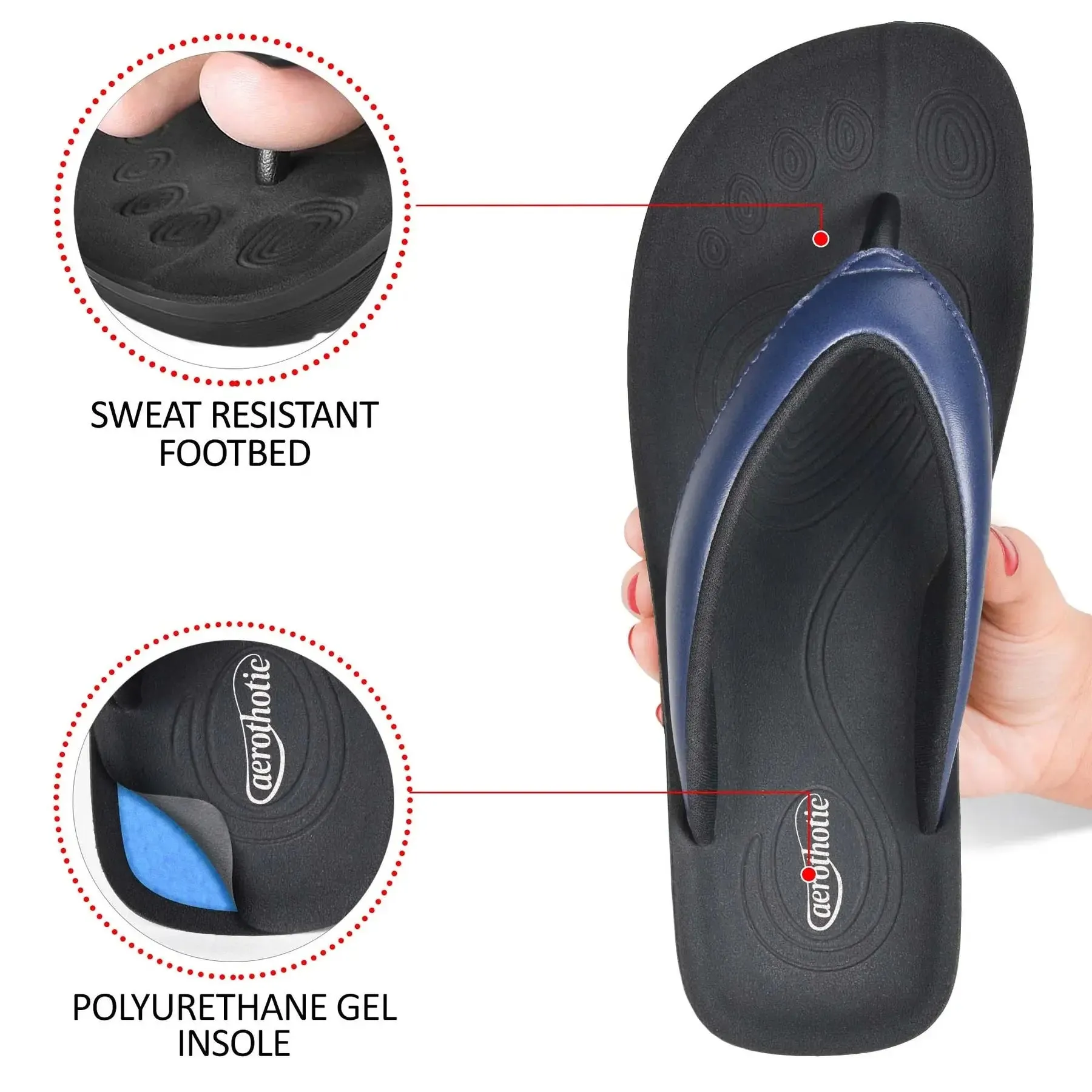 Ravine Orthotic Thong Sandals - Navy