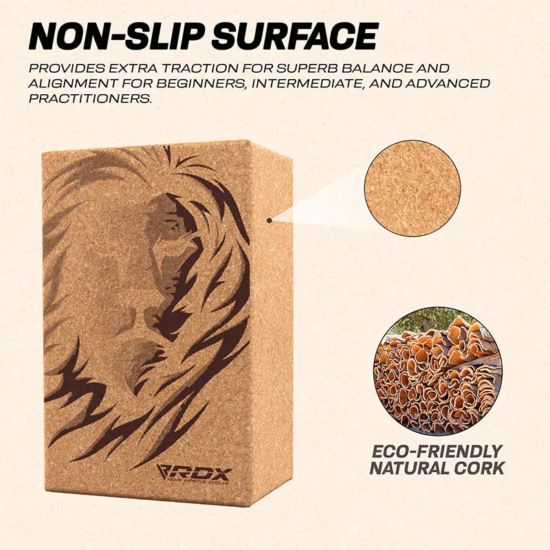 RDX D1 Cork Yoga Block Non-Slip Brick