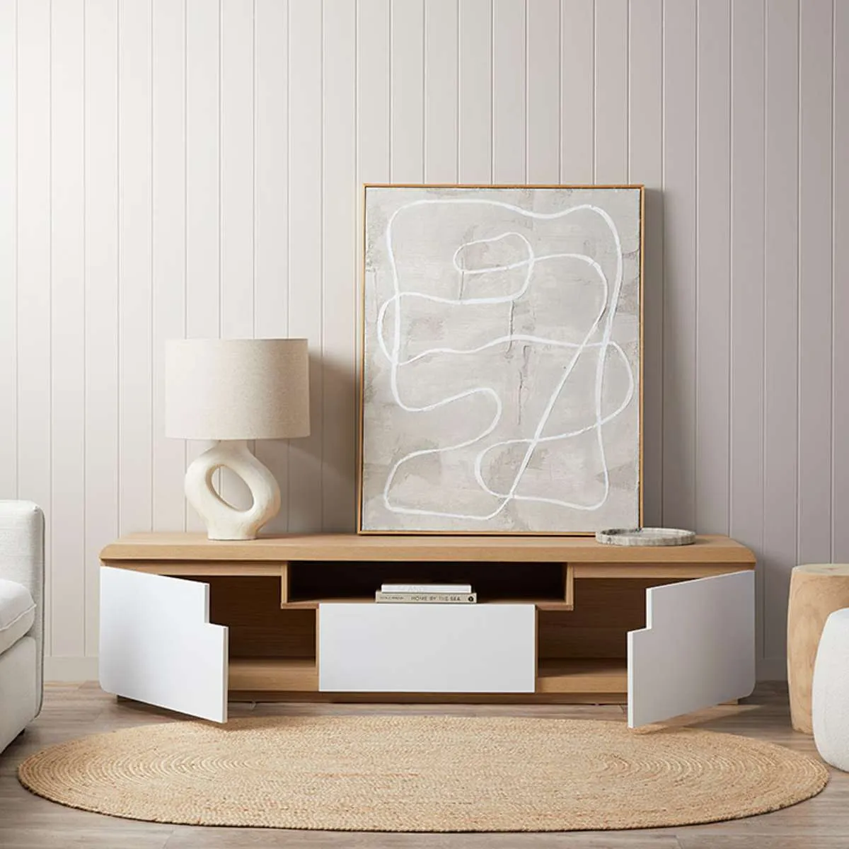 Rhodes Entertainment Unit - White/Natural