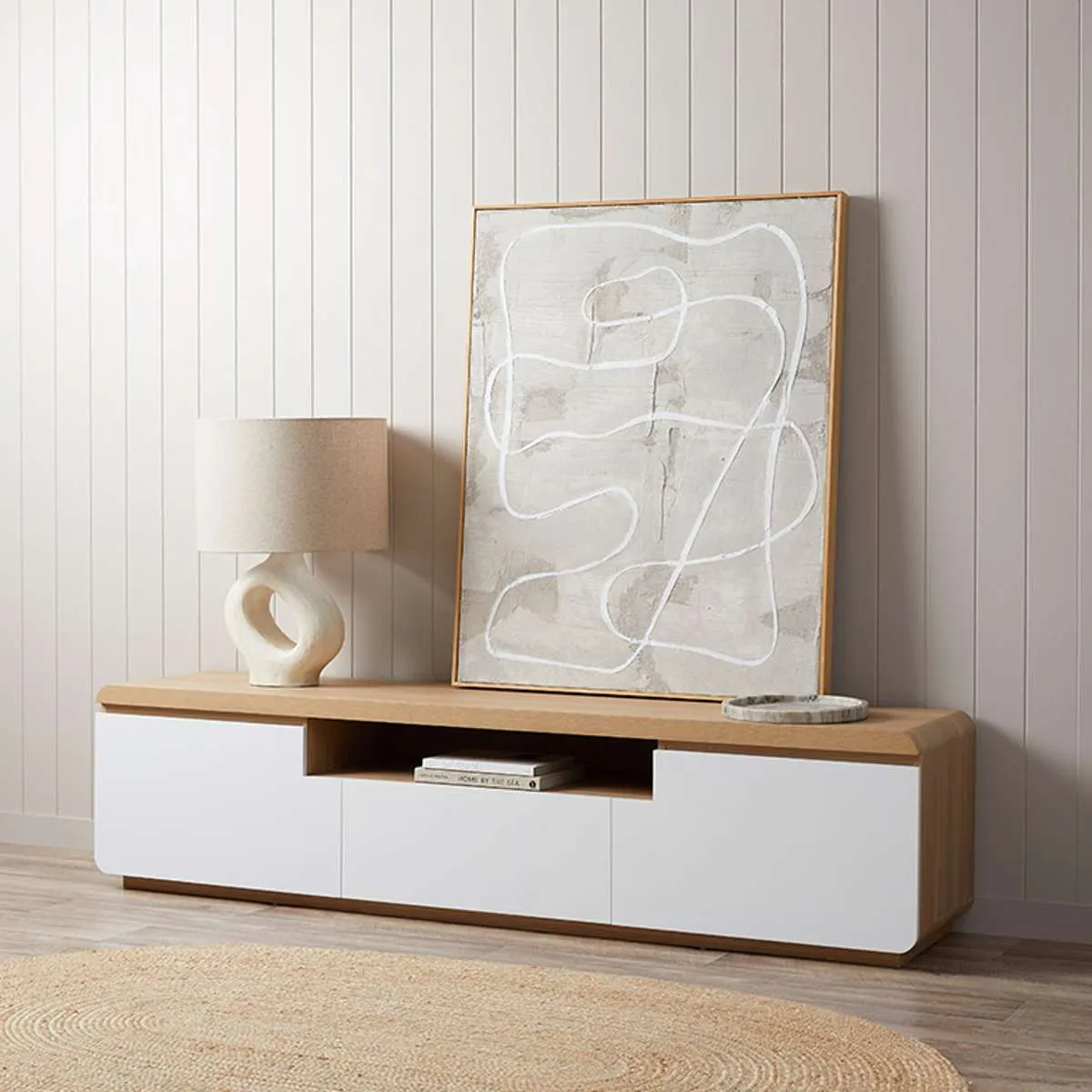 Rhodes Entertainment Unit - White/Natural