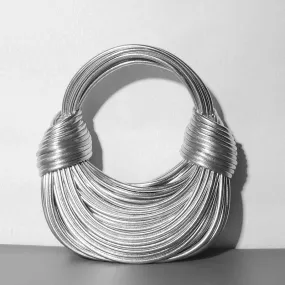 Silver Gold Double Knot Bag, Handcrafted Genuine Leather, Fashion Bags, Luxury Wedding Handbag, Special Occasion Event Bag, Hobo Bag