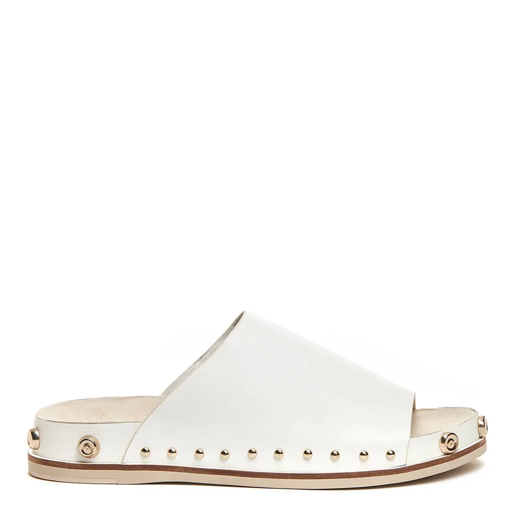 Squish White Stud Slide Sandals