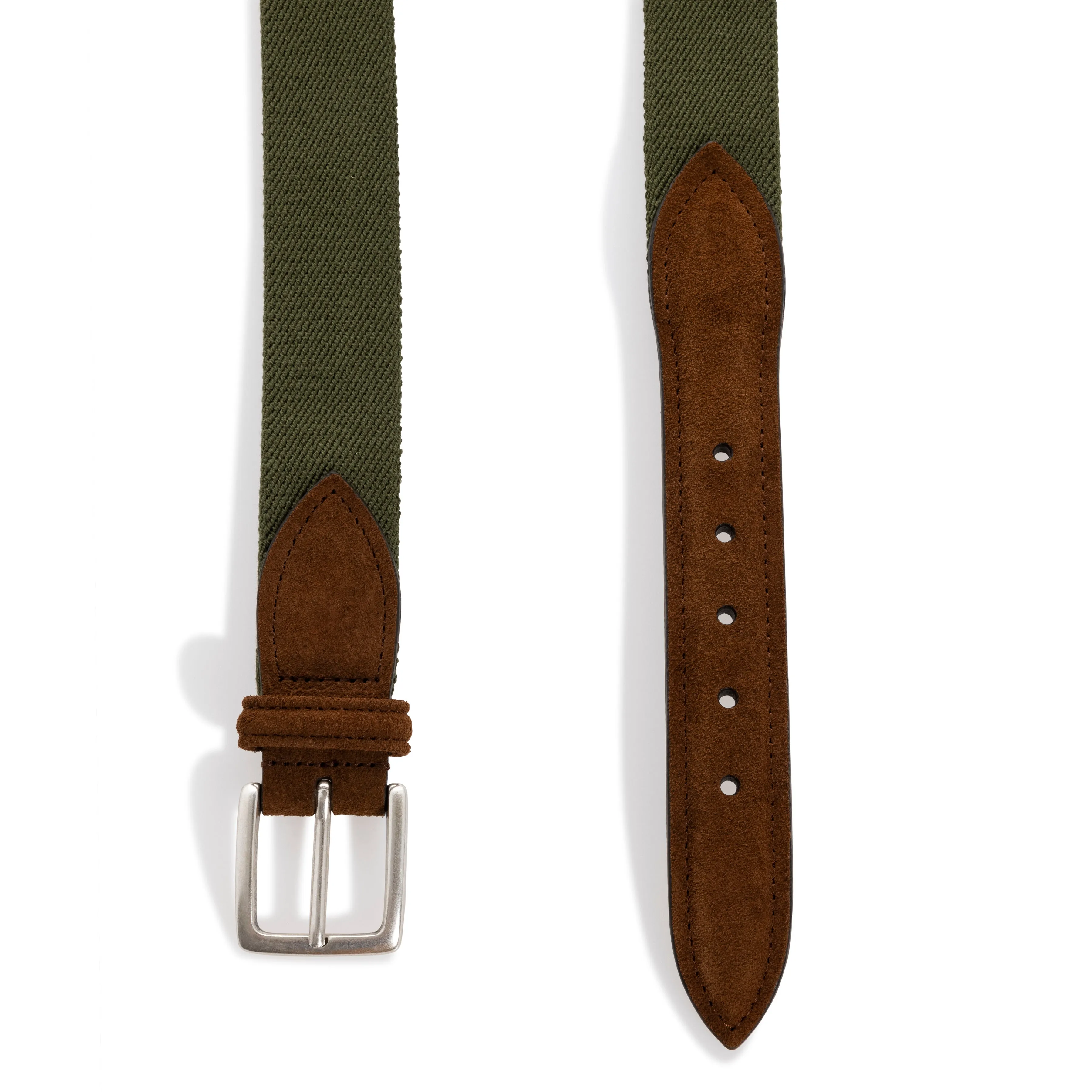 Suede Trim Canvas Belt