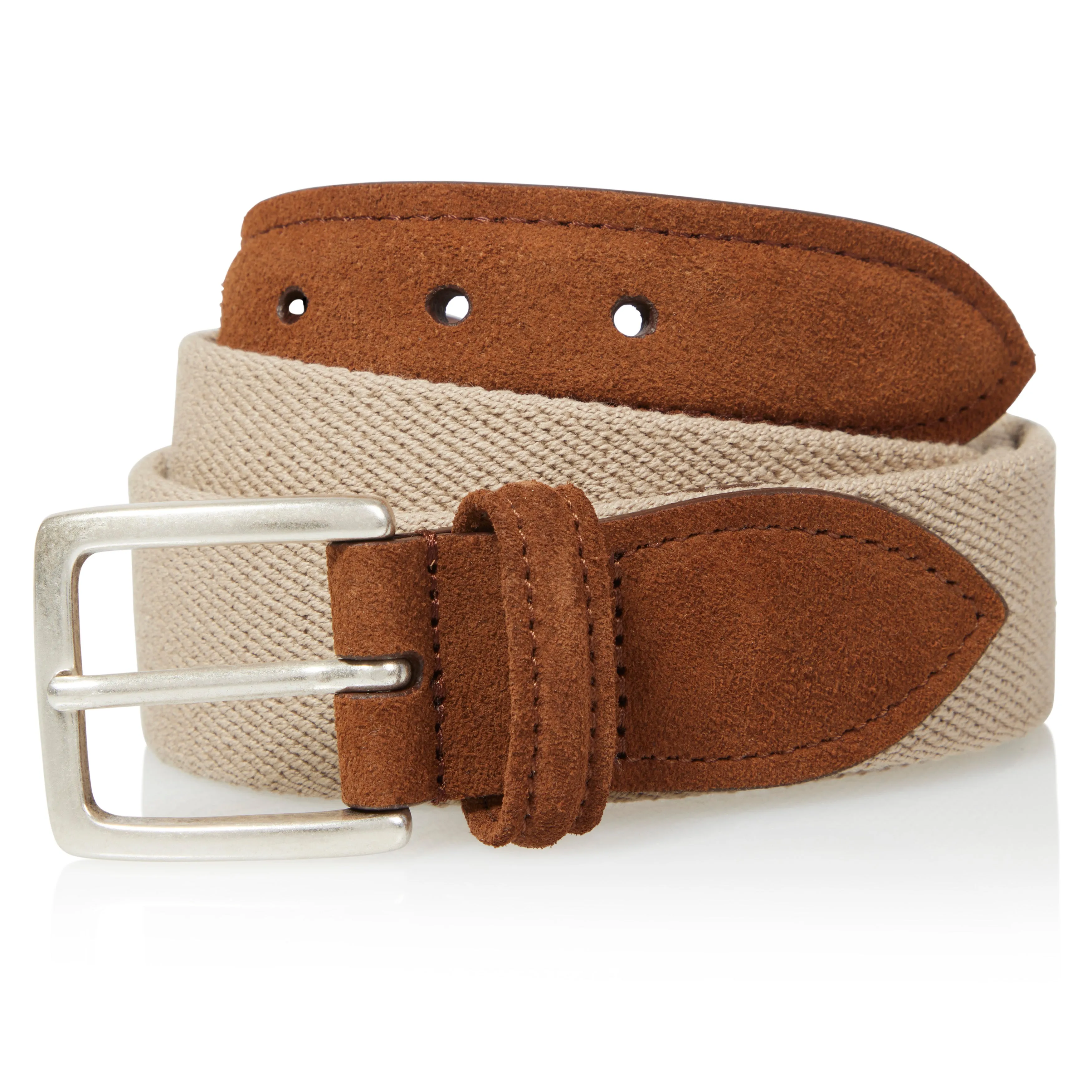 Suede Trim Canvas Belt