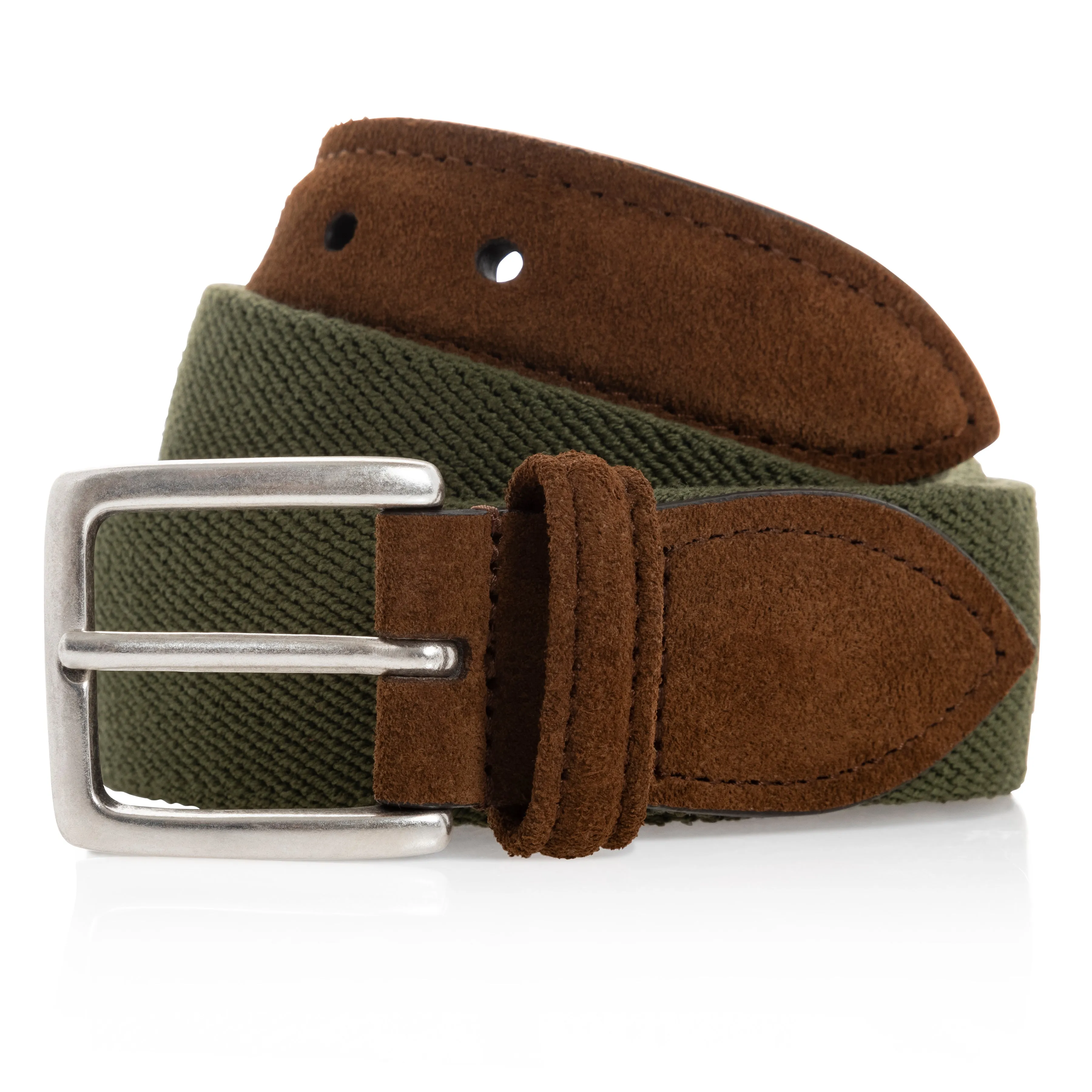 Suede Trim Canvas Belt