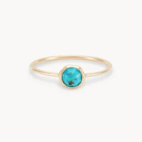 turquoise mini mood ring - 10k yellow gold, turquoise