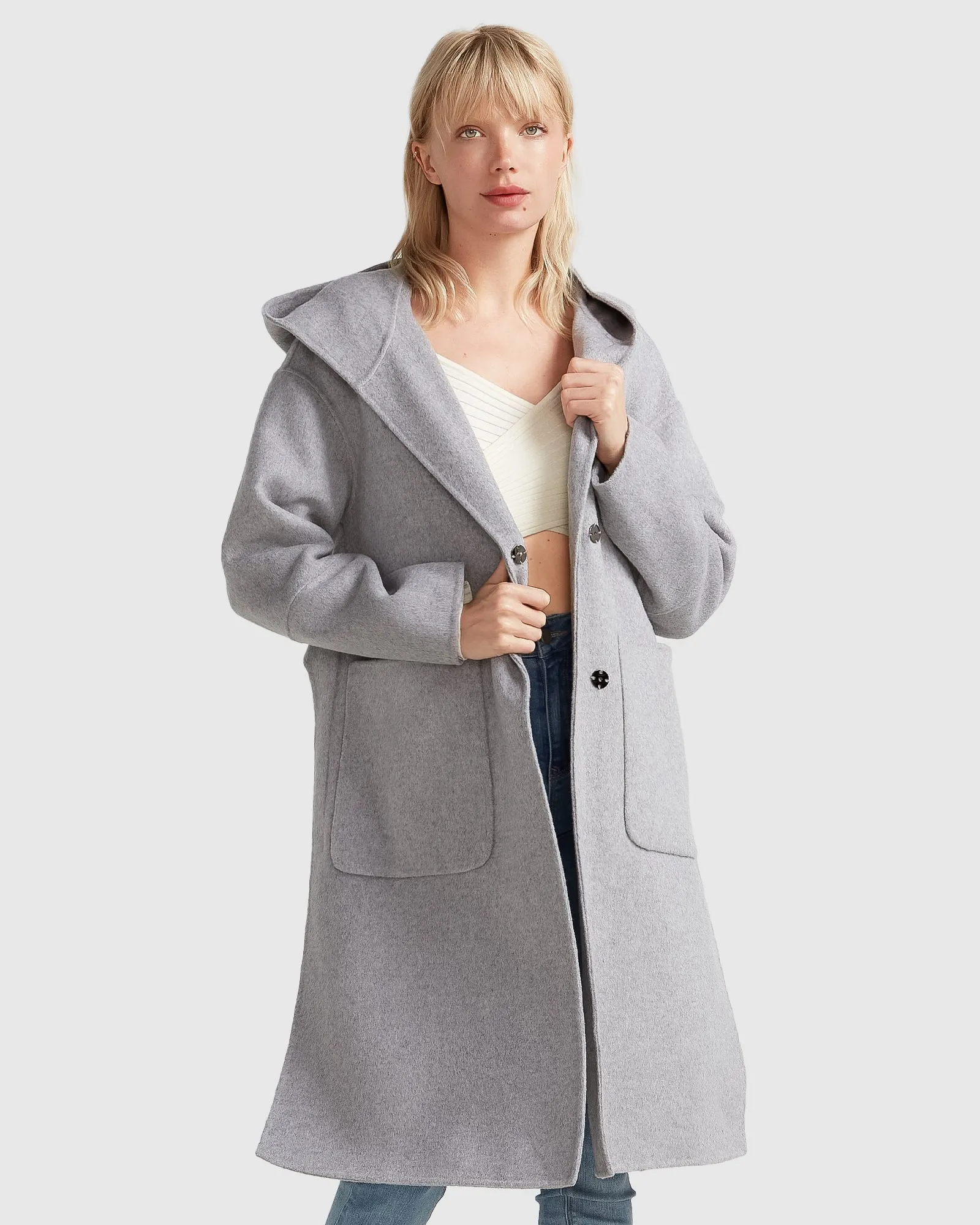 Walk This Way Wool Blend Oversized Coat - Grey