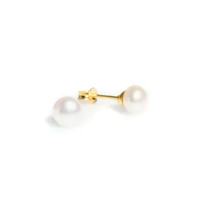 White Pearl Studs set in gold vermeil 6mm