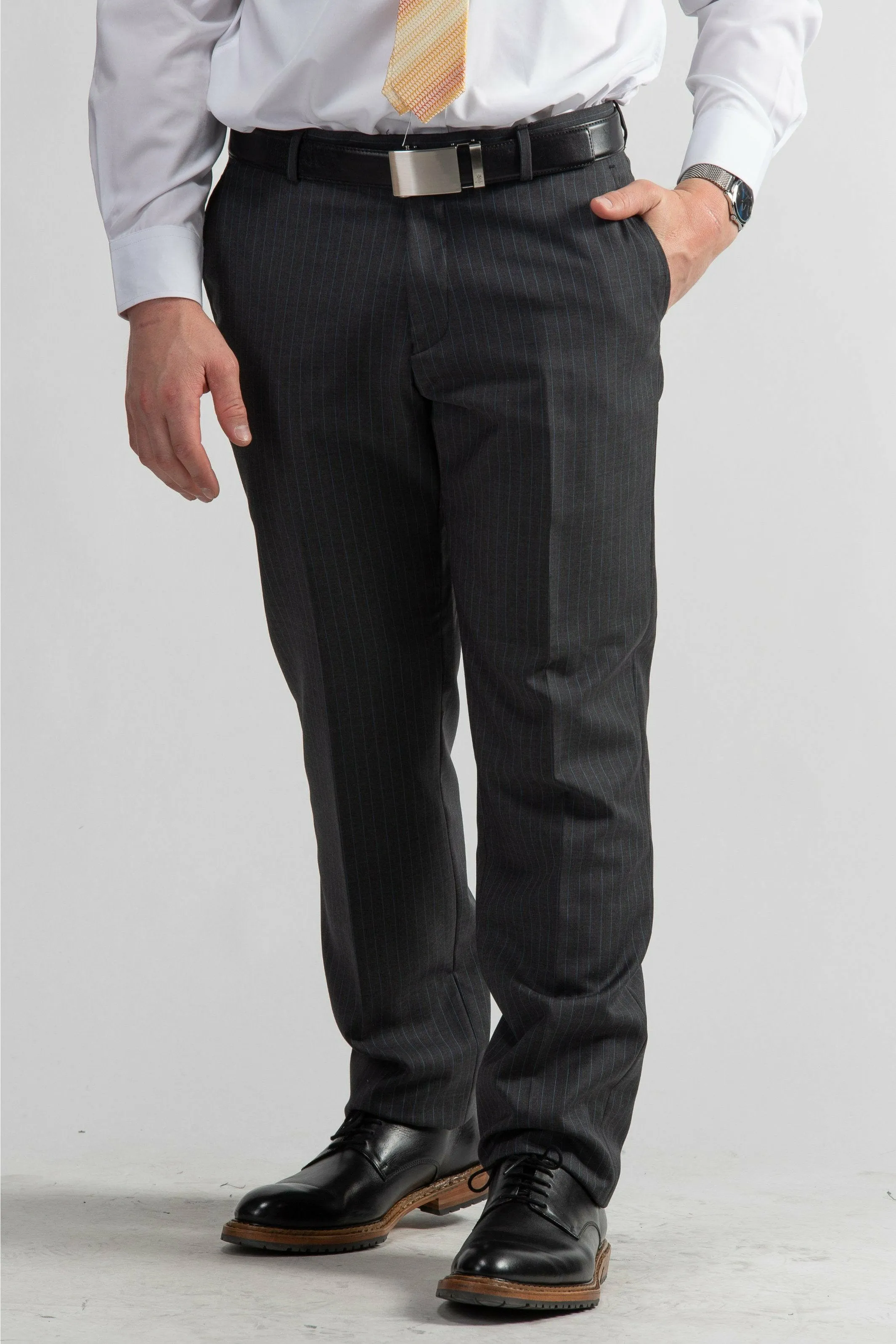 Wool-Blend Slim-Fit Suit Grey Stripe