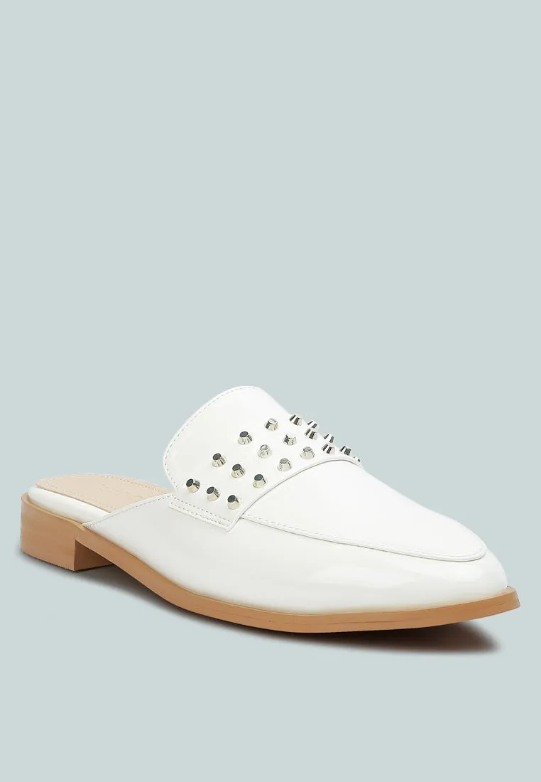 Yashta Patent Studded Flat Mules By Ruw