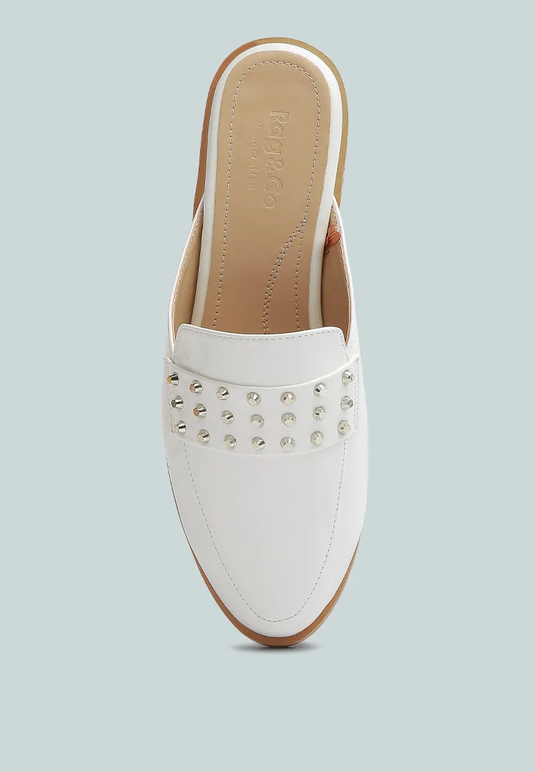 Yashta Patent Studded Flat Mules By Ruw