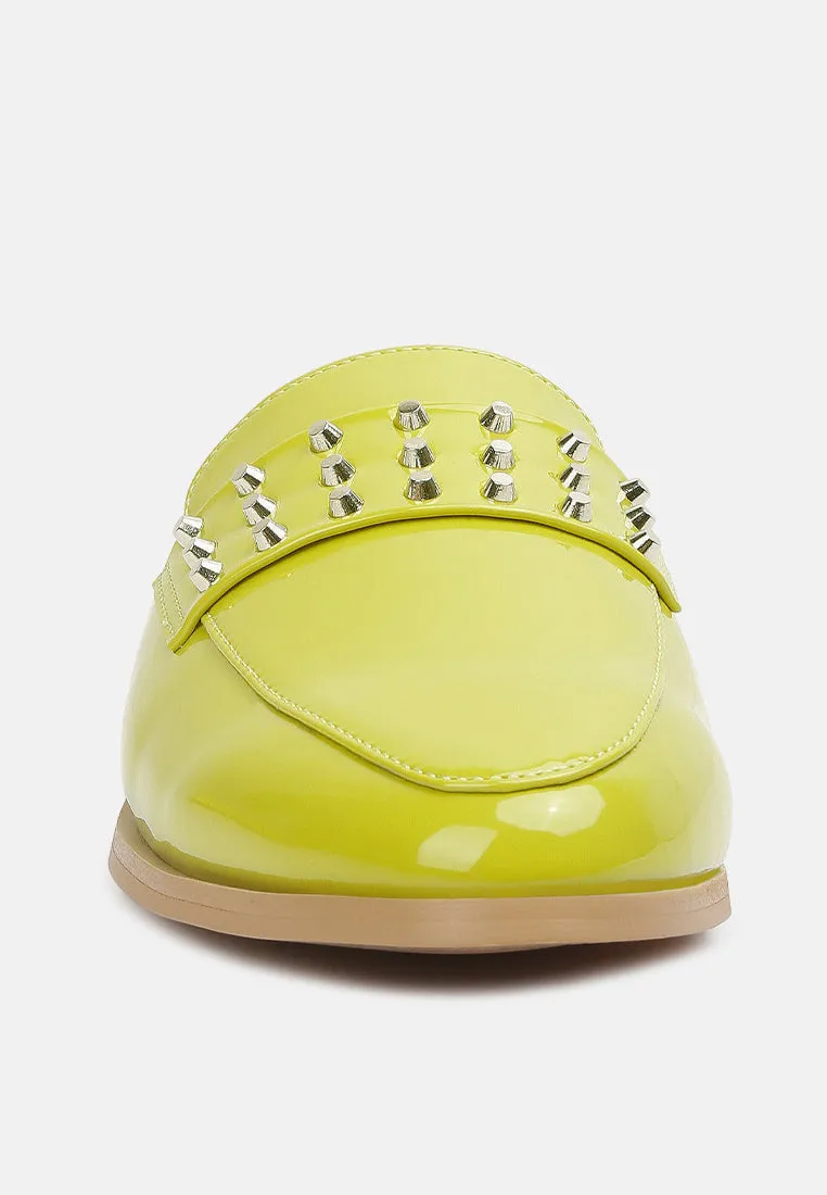 Yashta Patent Studded Flat Mules By Ruw